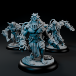 a group of warhammers standing on top of a table