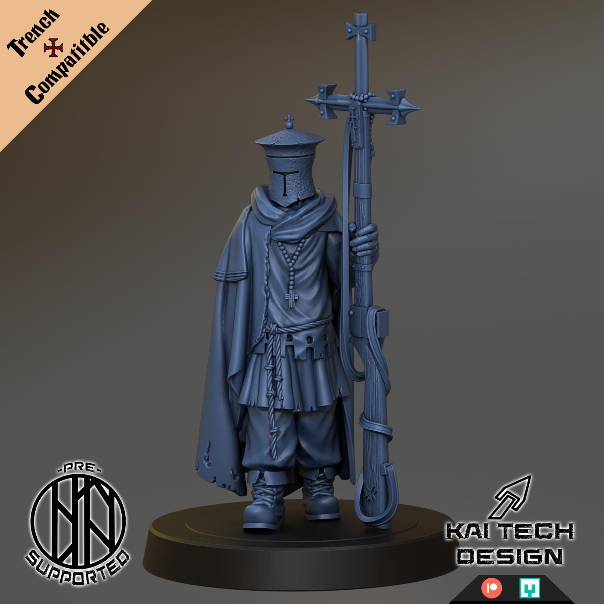 Antioch Cleric Miniature | Trench Compatible Grimdark Priest | Unpainted Resin Model | Dark War Cleric