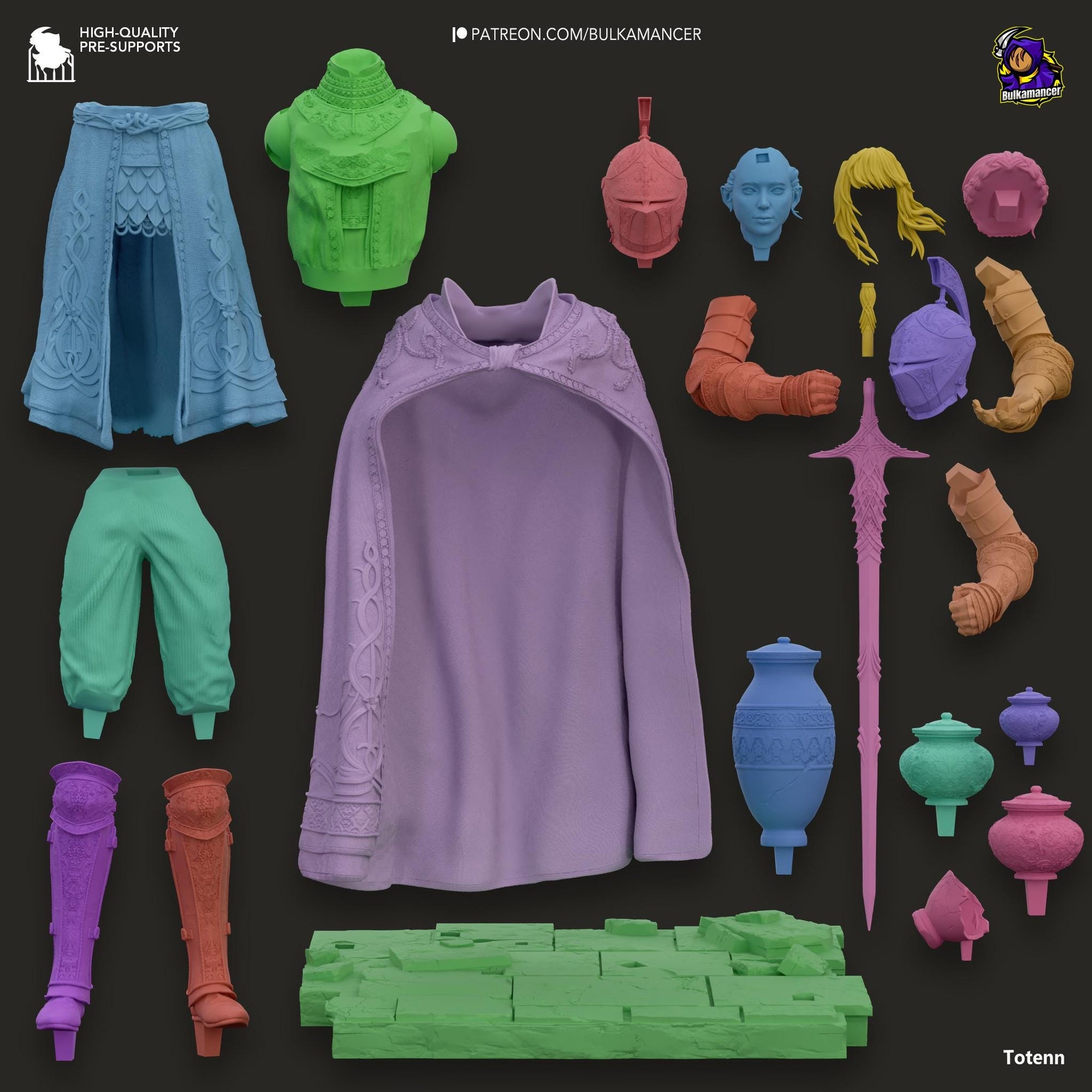 a doll's clothes and accessories are displayed on a black background
