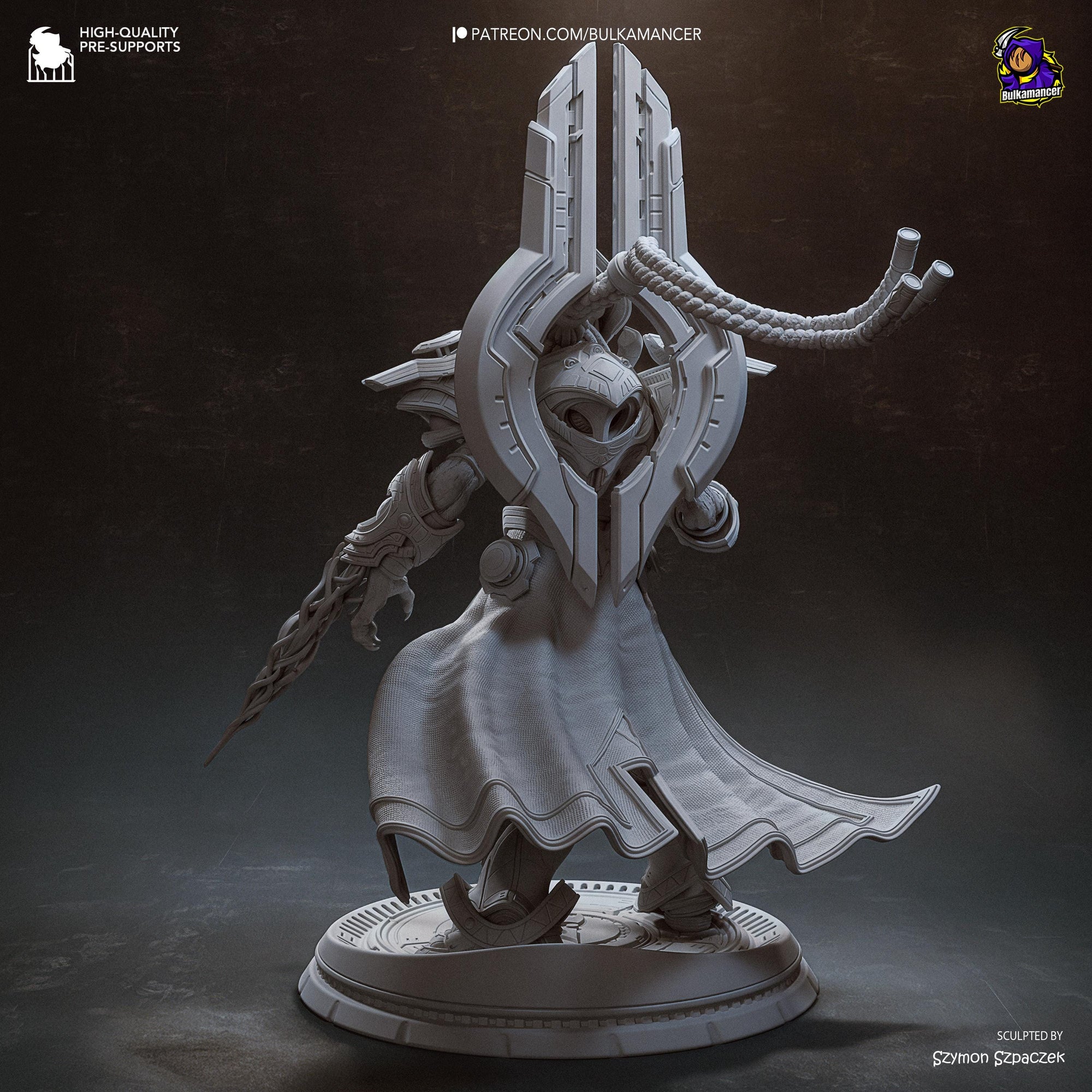 Hierarch of the Firstborn – Large Sci-Fi Display Statue | 3D Printed Resin Sculpture | Unpainted Collectible