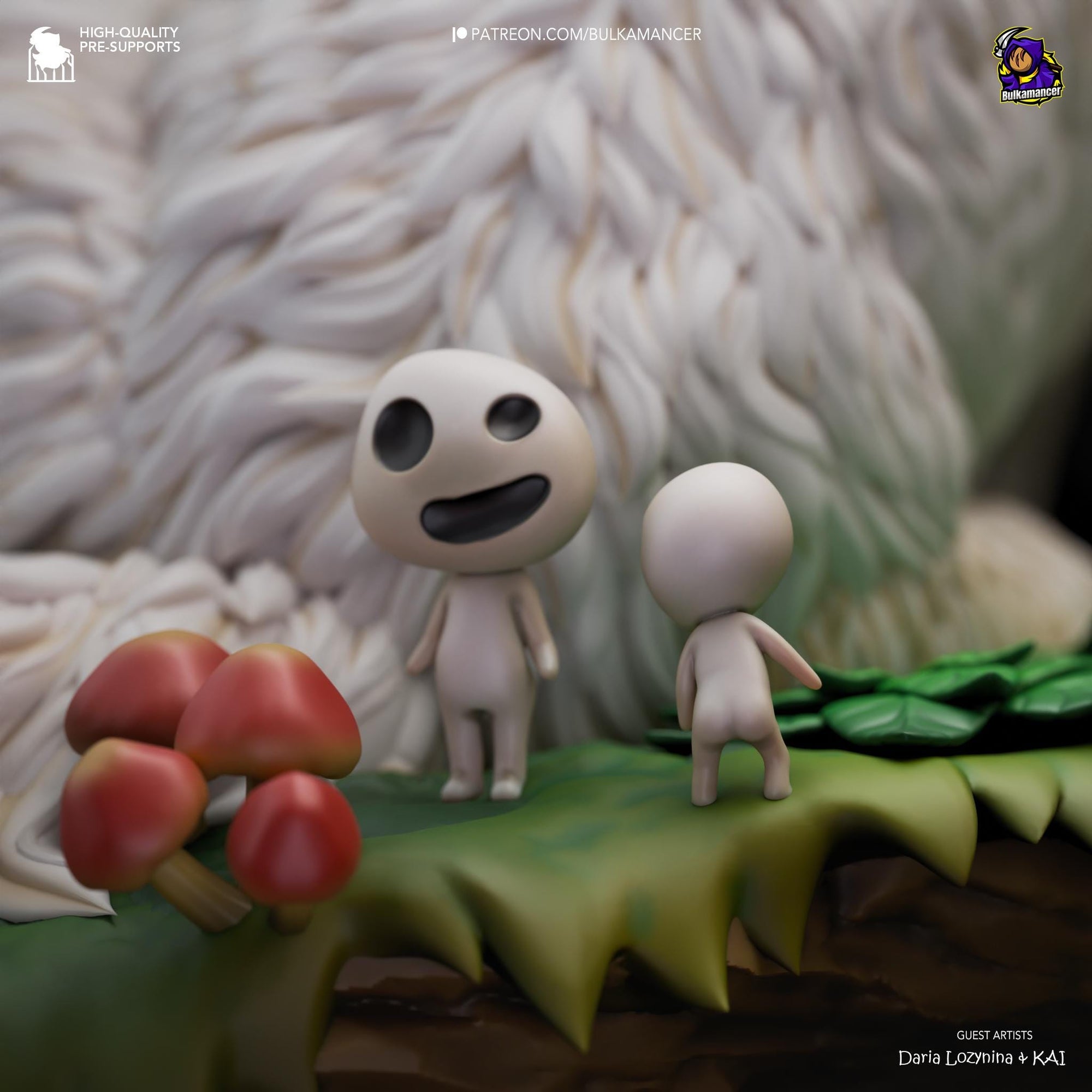 a couple of small figurines standing next to each other