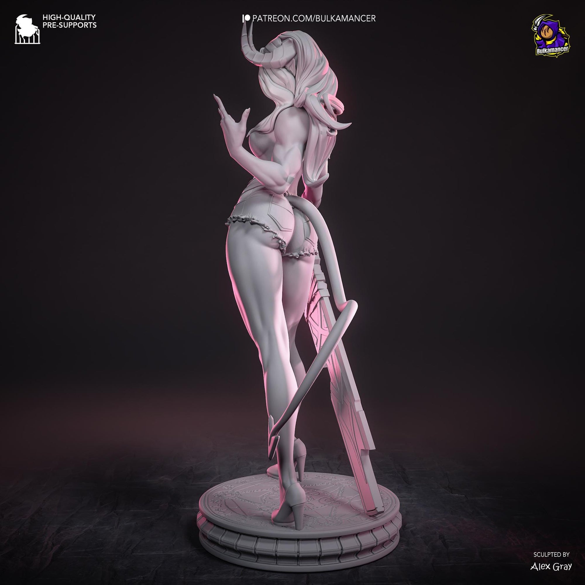 Atheist Devil – Demon Pinup Display Statue | 3D Printed Resin Figure | Unpainted Collectible Model