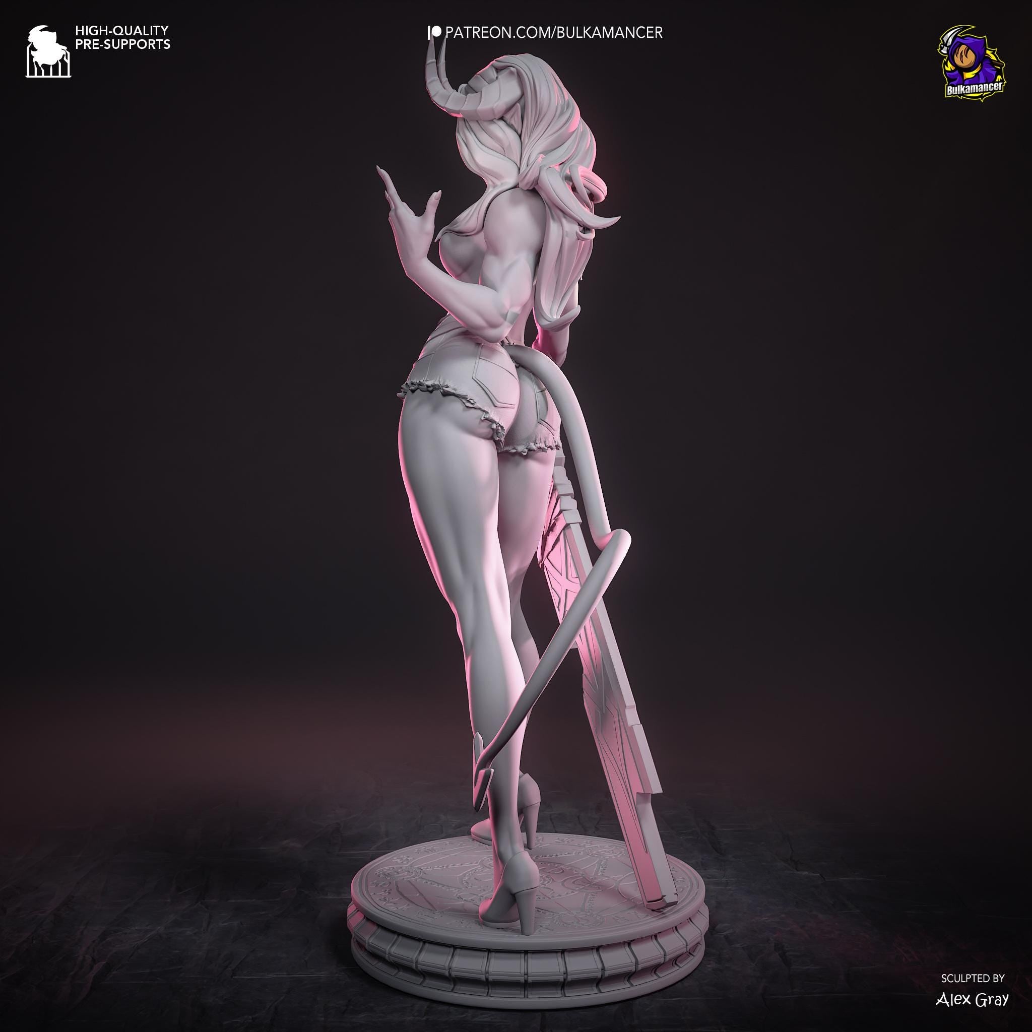 Atheist Devil – Demon Pinup Display Statue | 3D Printed Resin Figure | Unpainted Collectible Model