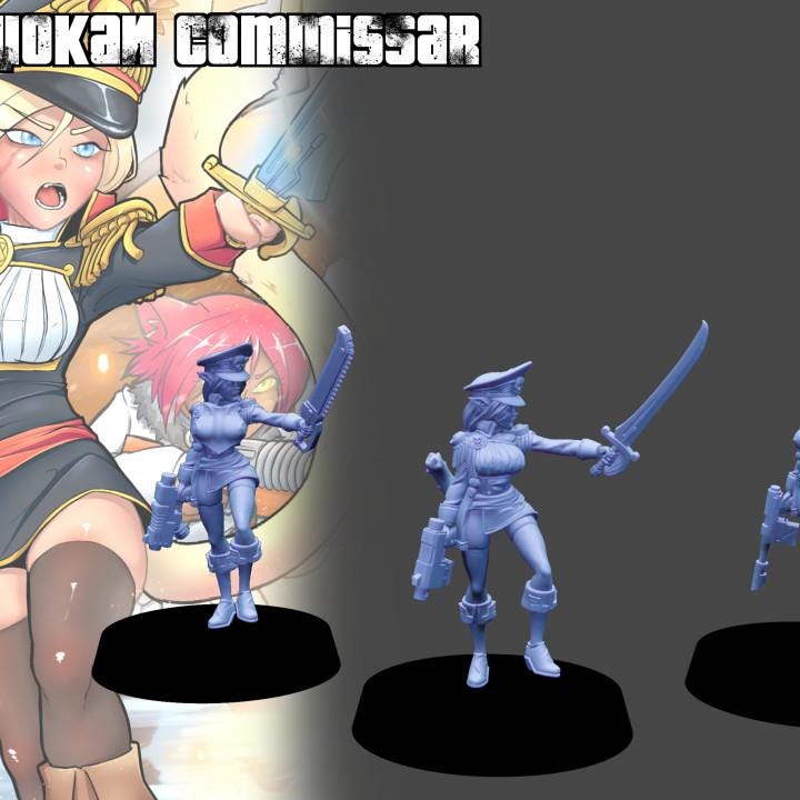 Nyokan Commissar – Sci-Fi Officer Hero | Feline Commander | Imperial Guard-Style Proxy Miniature