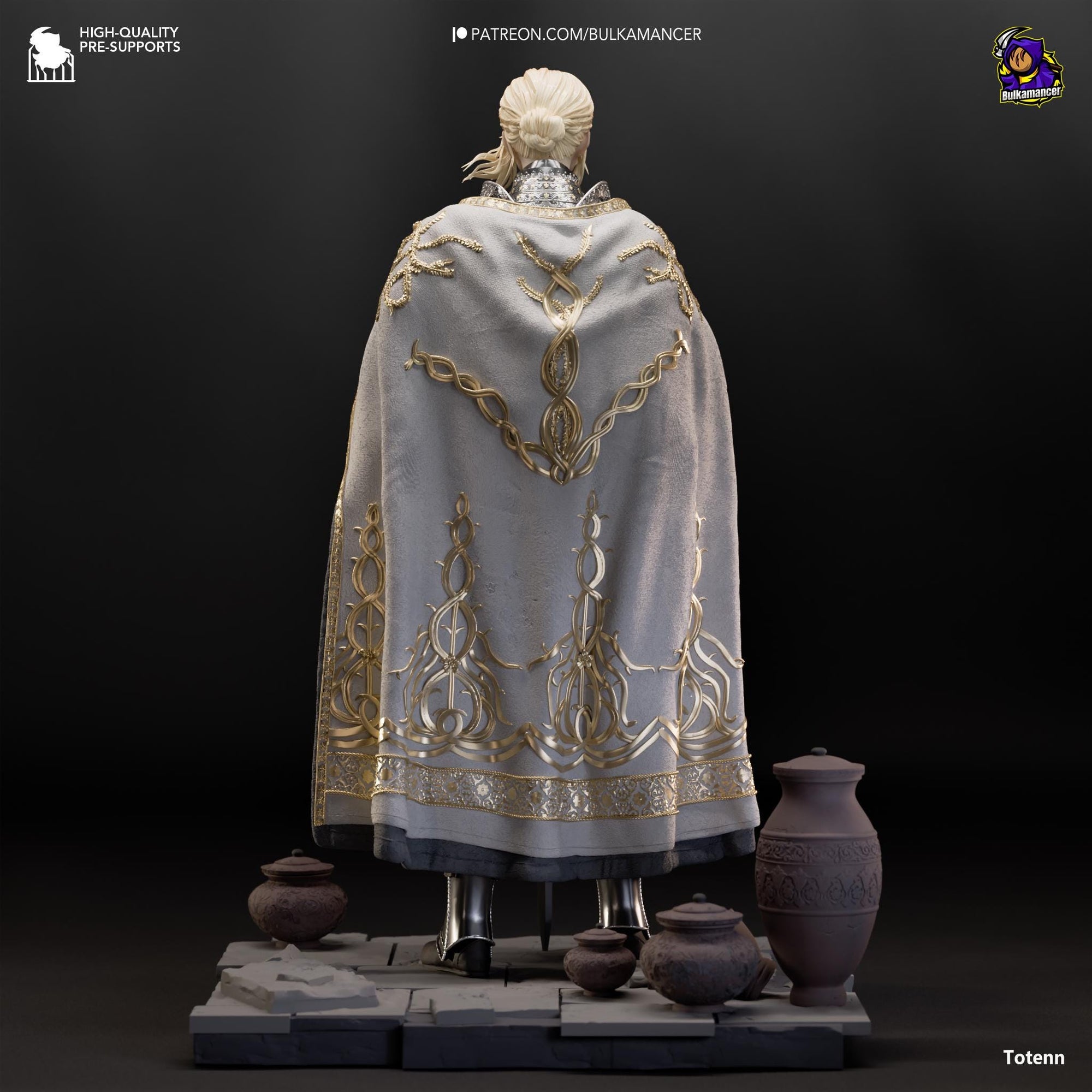 a figurine of a priest in a white robe