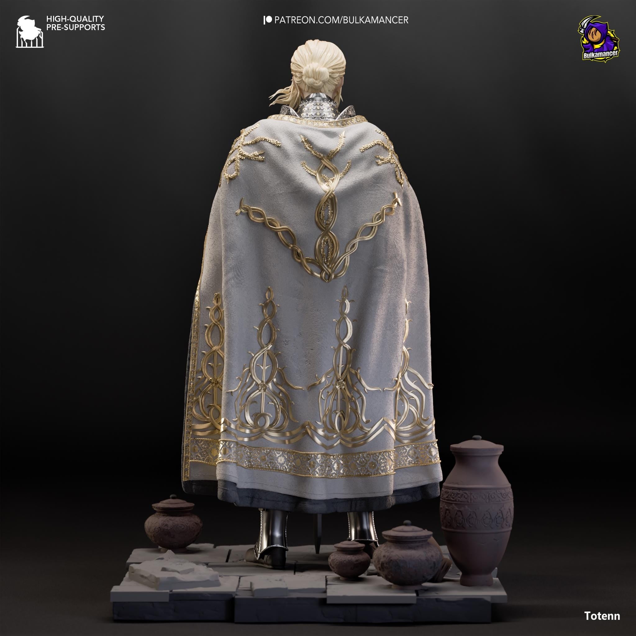 a figurine of a priest in a white robe