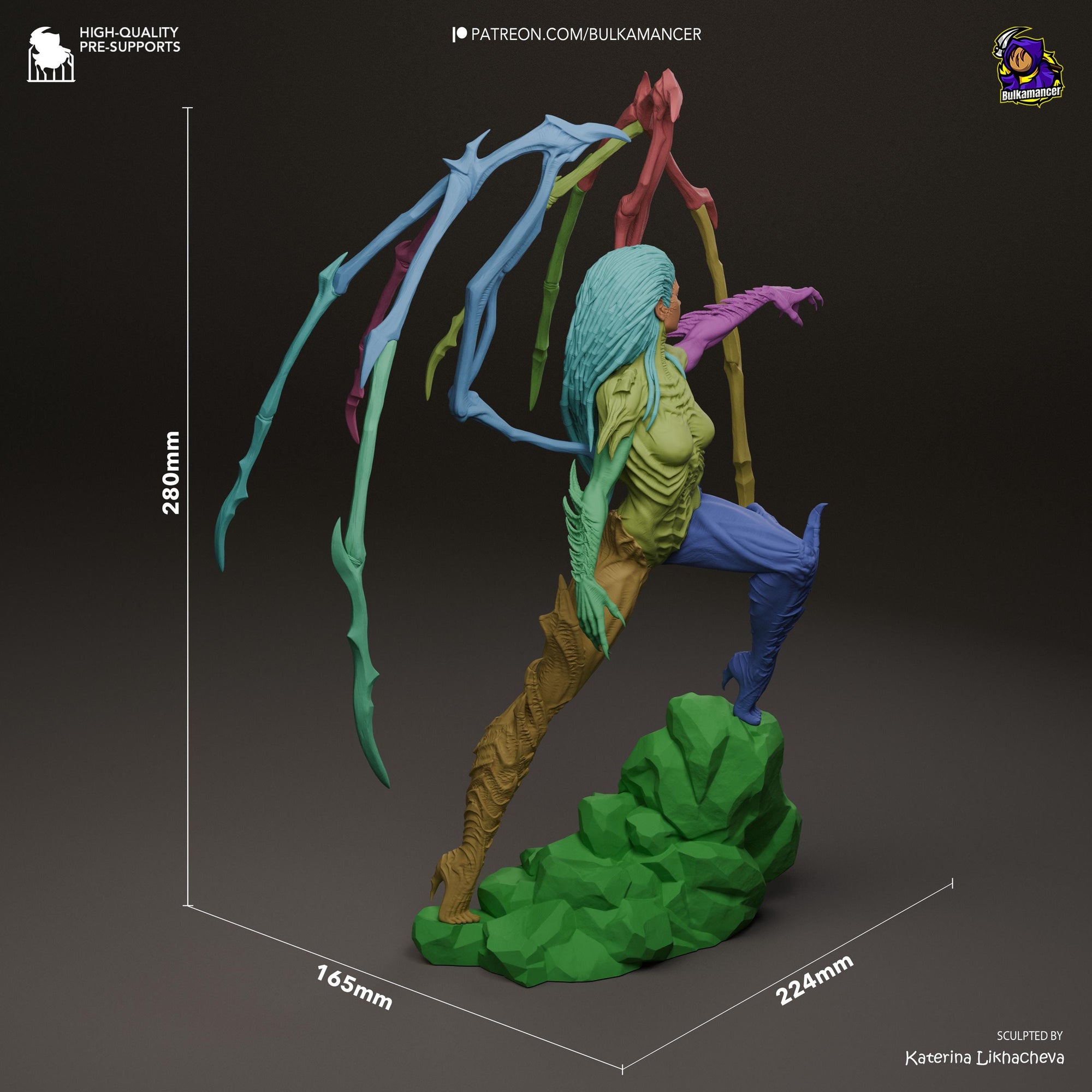Infested Queen Alien Horror Display Statue | Large 3D Printed Resin Sculpture | Unpainted Collectible Model