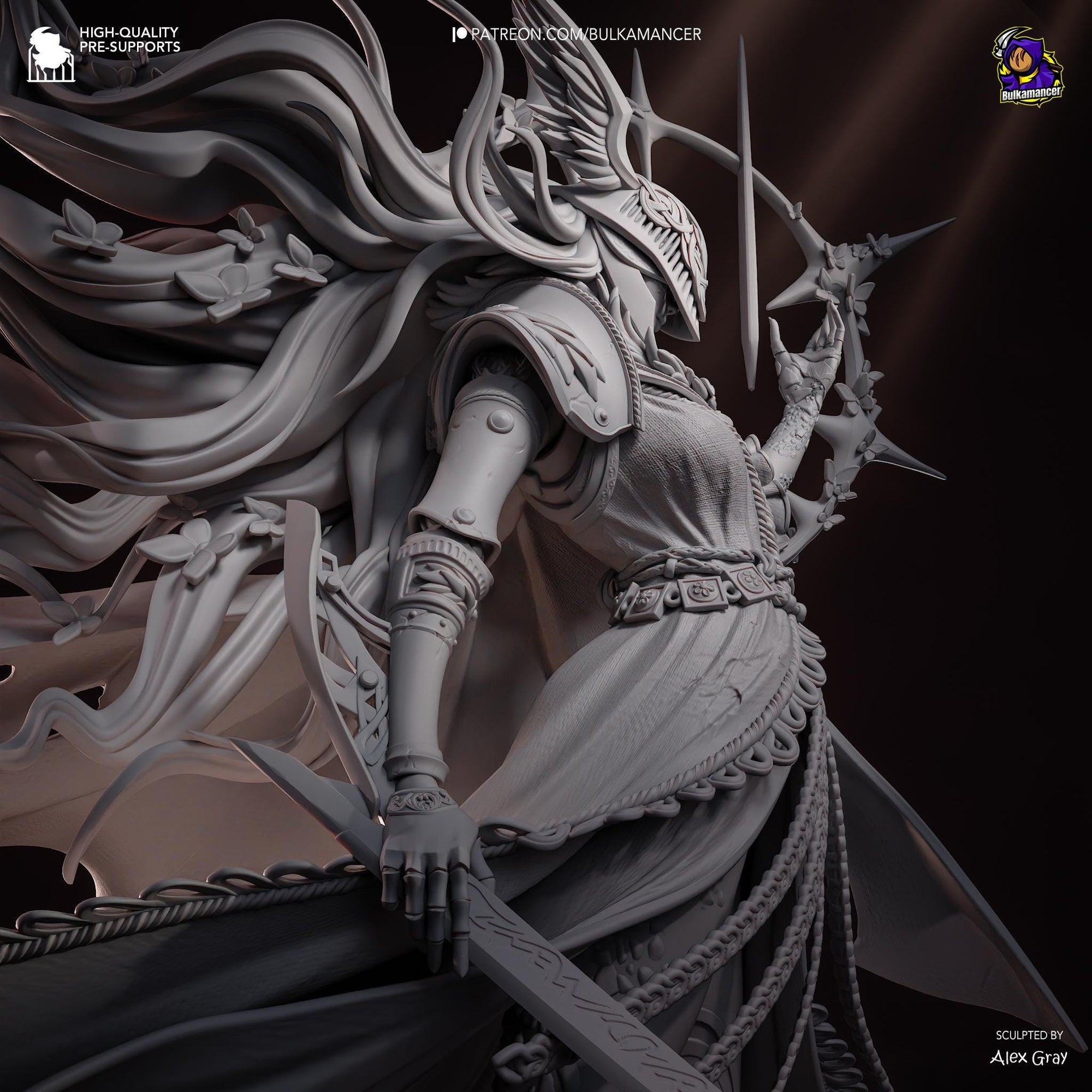 Blade of Rot Unpainted Resin Statue | Corrupted Sword Saint Warrior | Dark Fantasy Display Figure