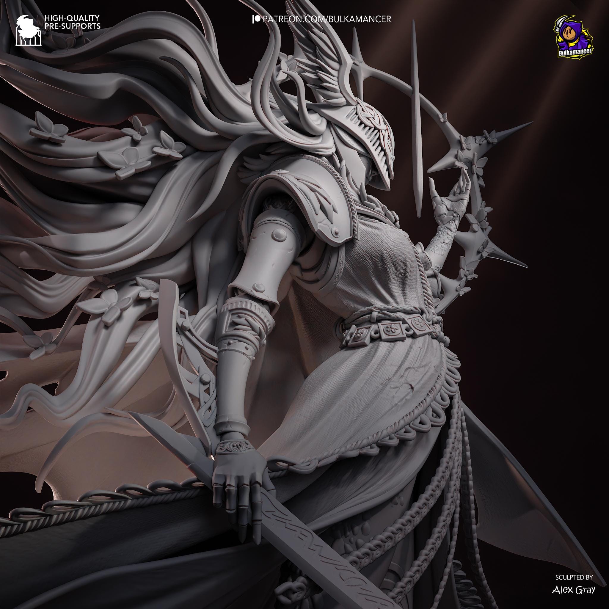Blade of Rot Unpainted Resin Statue | Corrupted Sword Saint Warrior | Dark Fantasy Display Figure