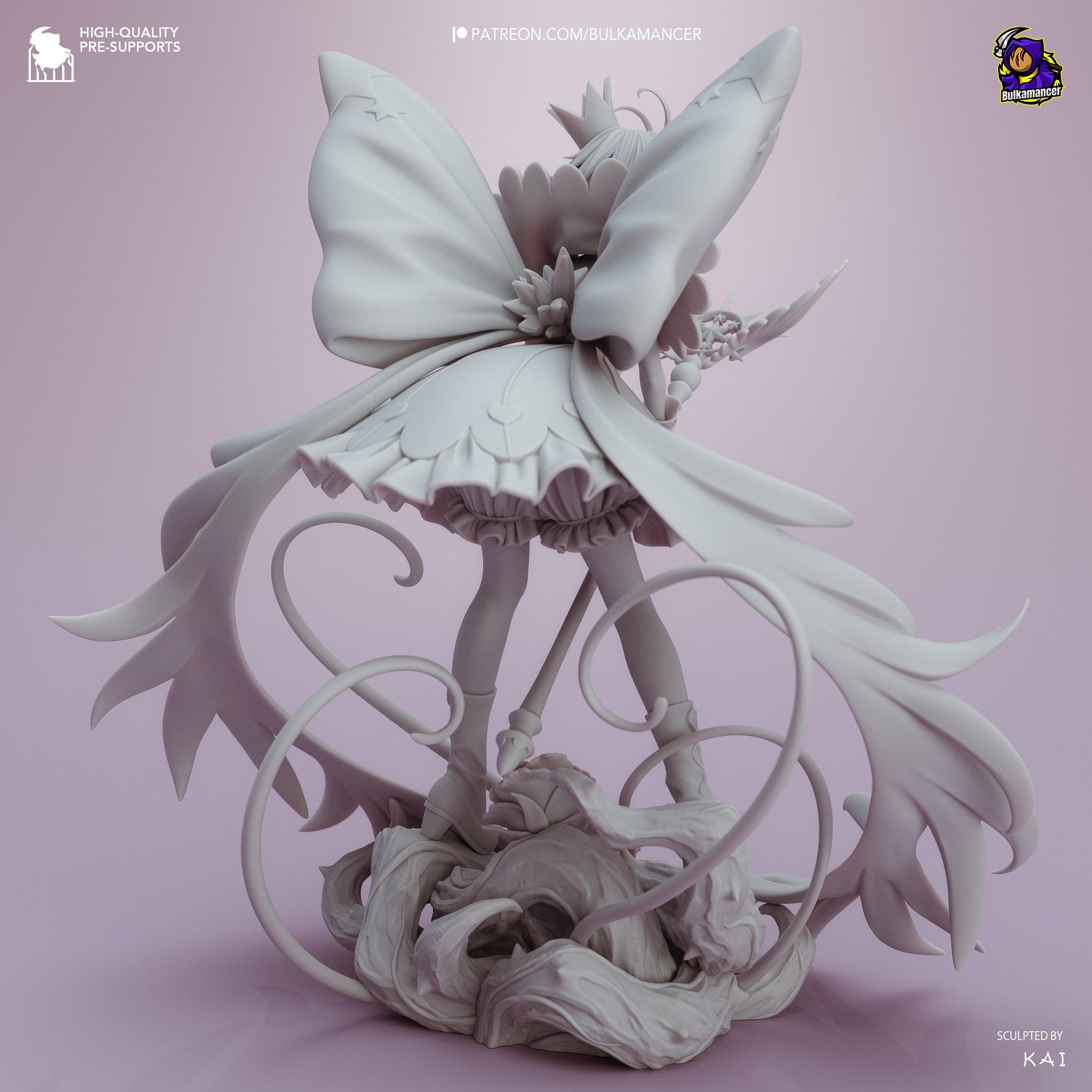 Card Catcher Magical Girl Statue – Winged Fairy Resin Display Figure – Unpainted 3D Printed Collector Model – Sculpted by KAI