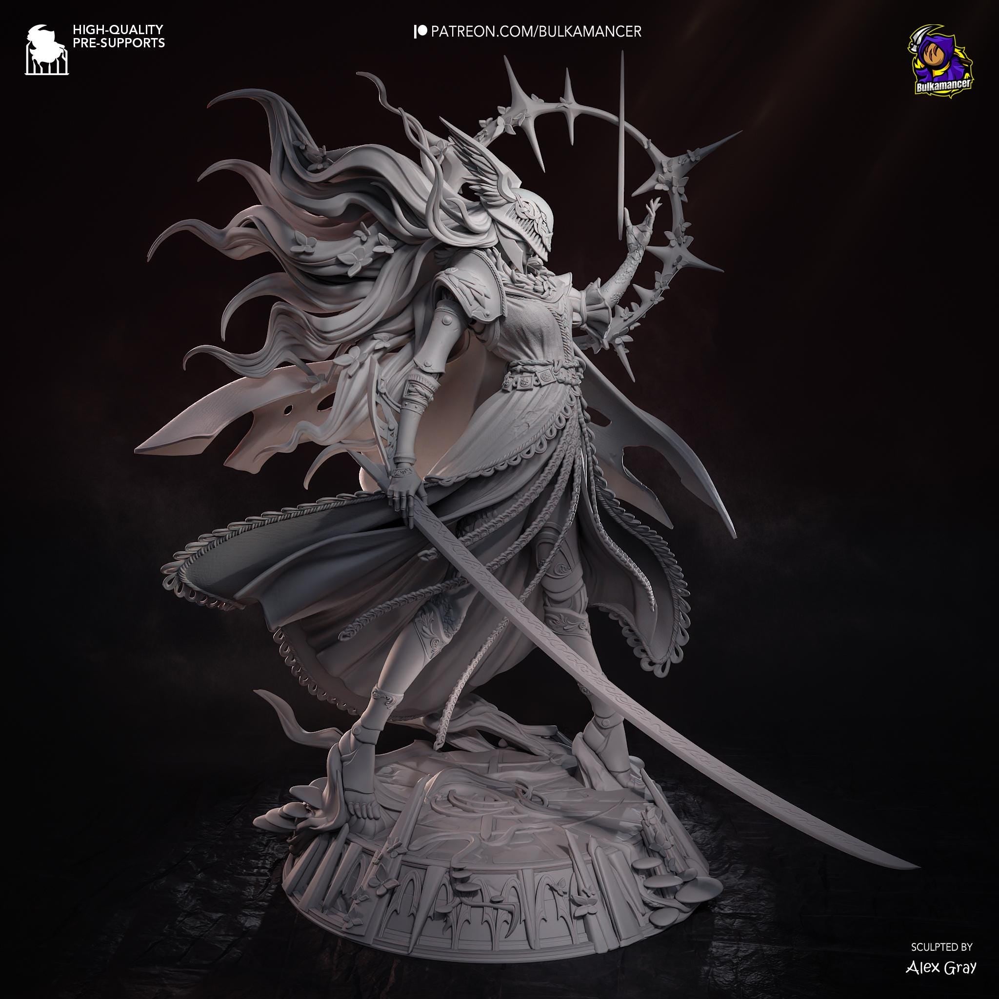 Blade of Rot Unpainted Resin Statue | Corrupted Sword Saint Warrior | Dark Fantasy Display Figure