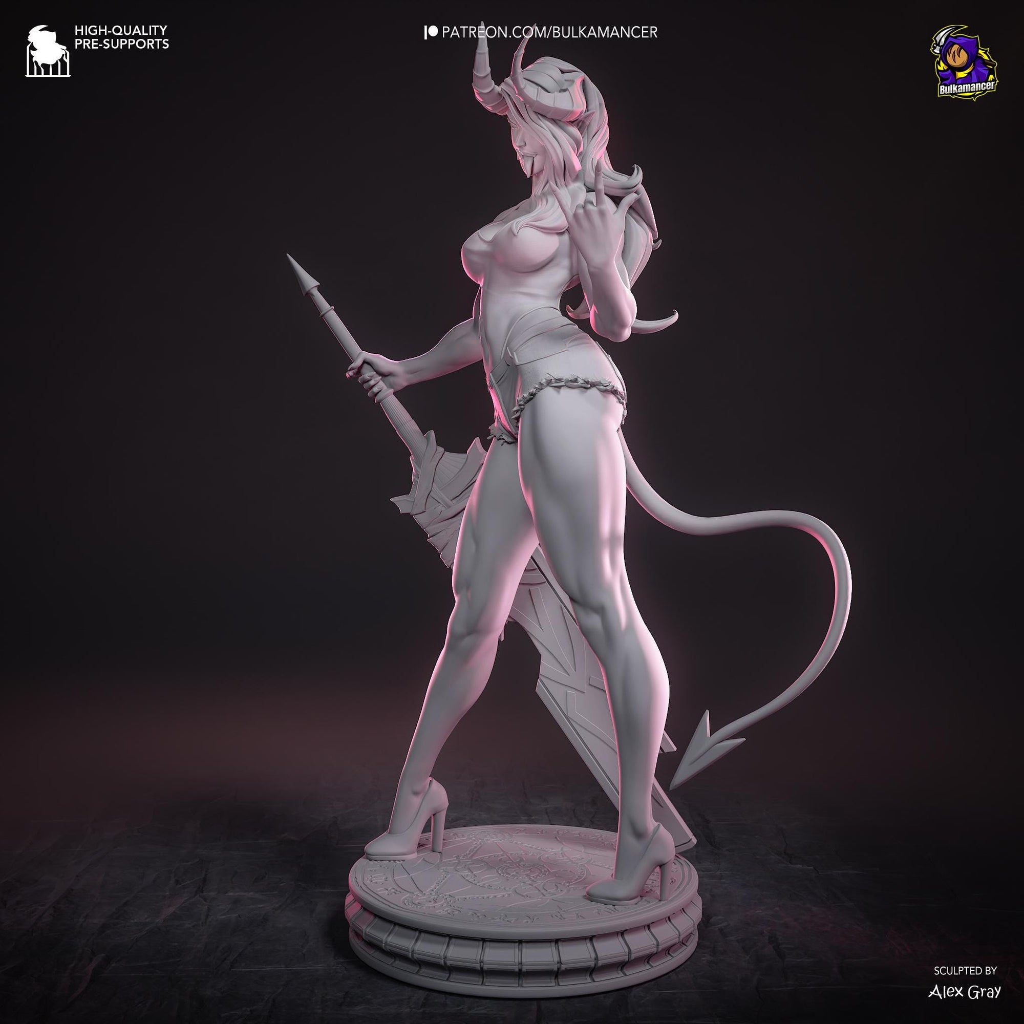 Atheist Devil – Demon Pinup Display Statue | 3D Printed Resin Figure | Unpainted Collectible Model
