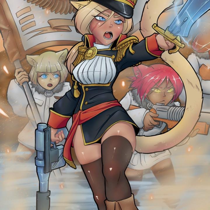 Nyokan Commissar – Sci-Fi Officer Hero | Feline Commander | Imperial Guard-Style Proxy Miniature
