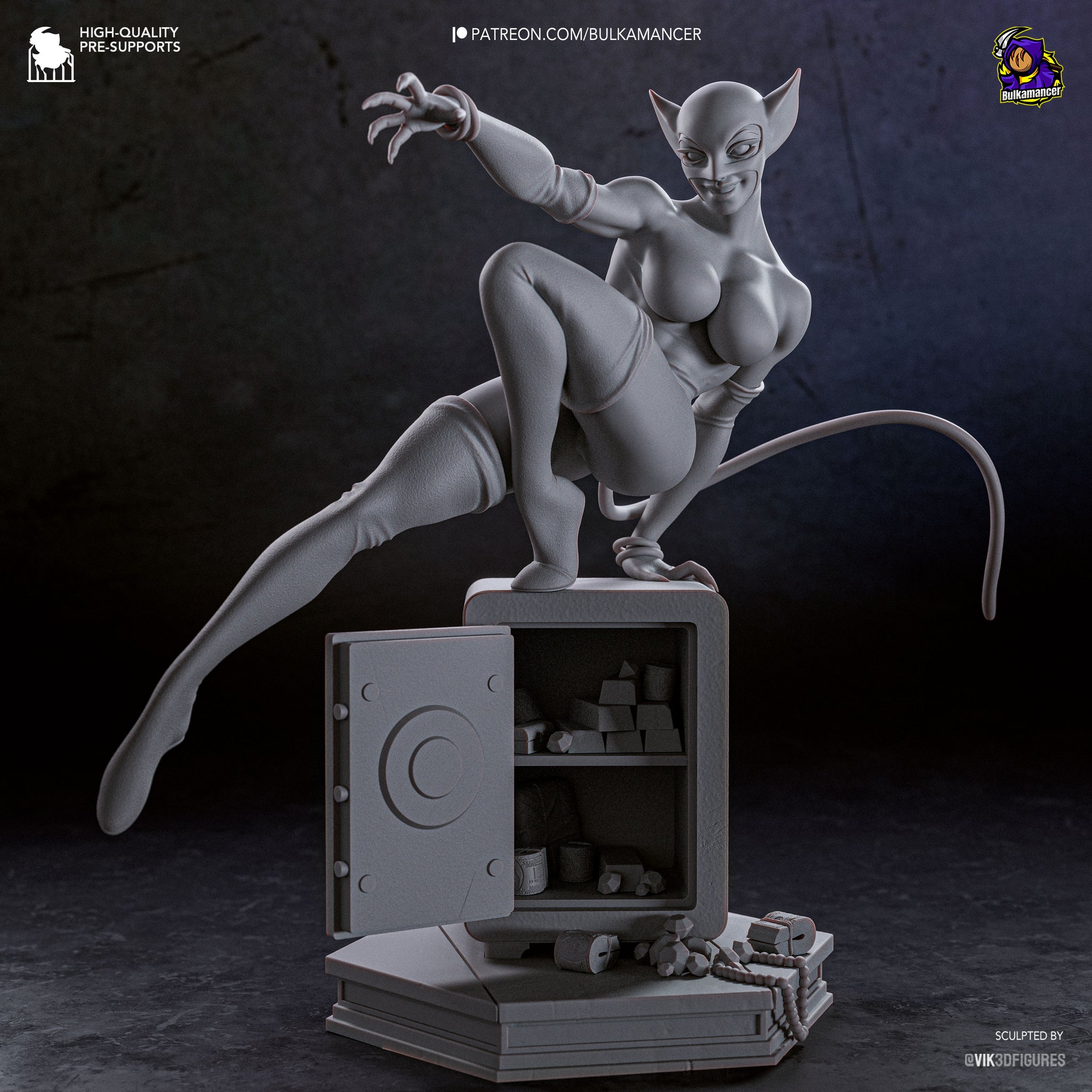 Feline Burglar Resin Statue • Cat Thief Display Figure • Unpainted