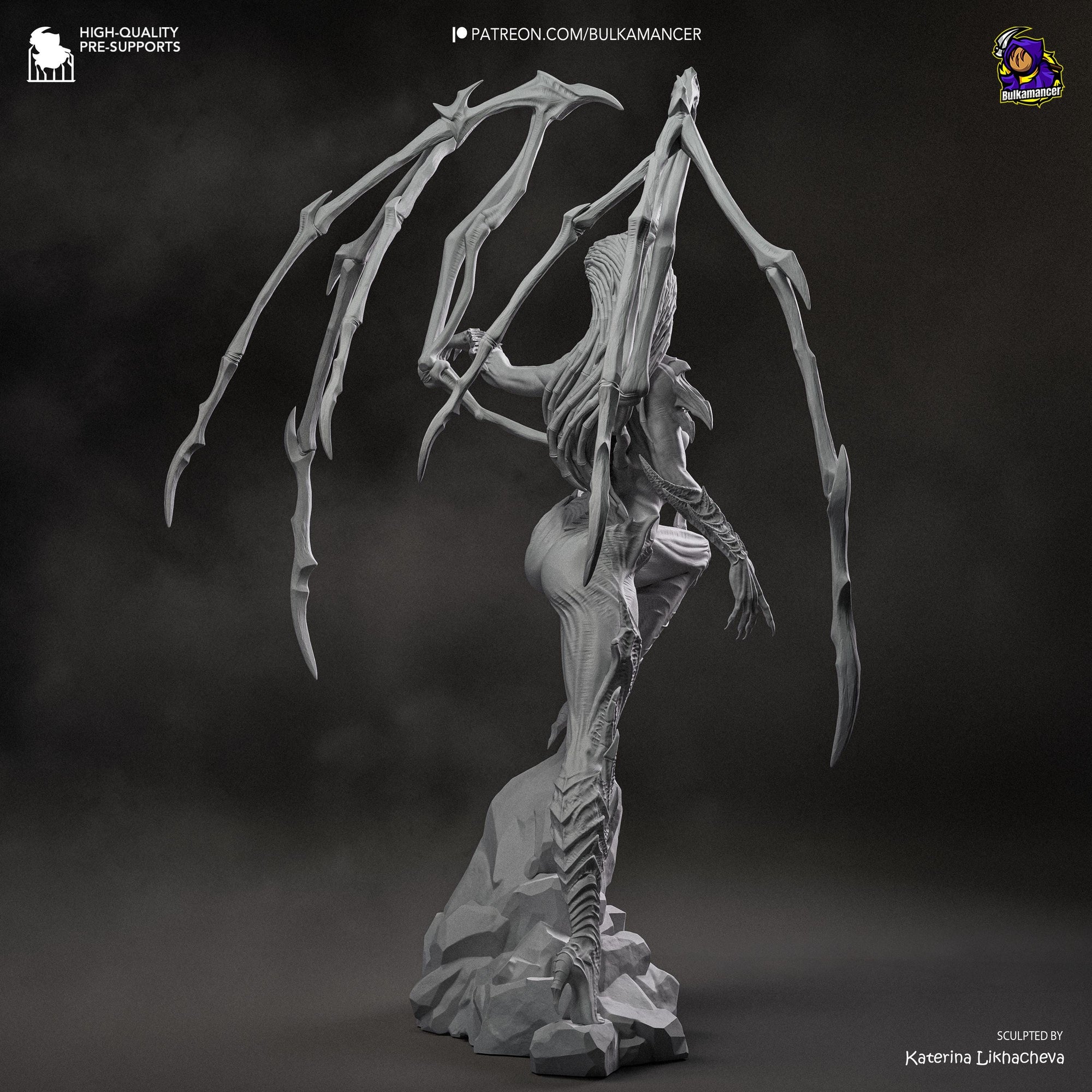 Infested Queen Alien Horror Display Statue | Large 3D Printed Resin Sculpture | Unpainted Collectible Model