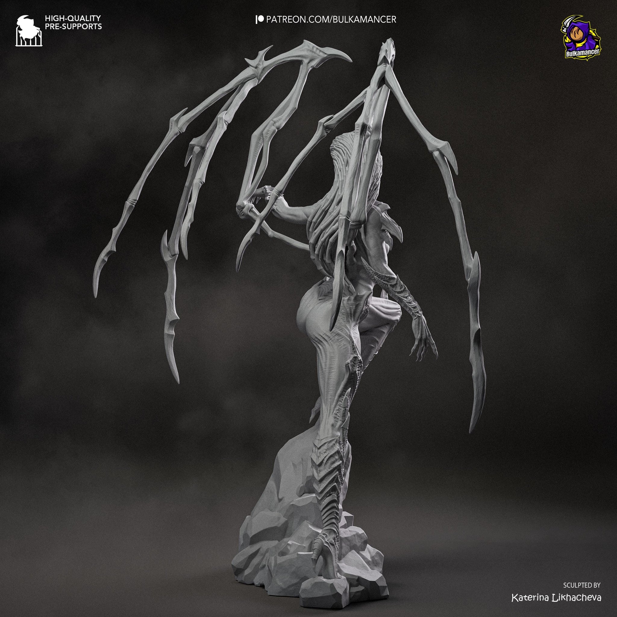 Infested Queen Alien Horror Display Statue | Large 3D Printed Resin Sculpture | Unpainted Collectible Model