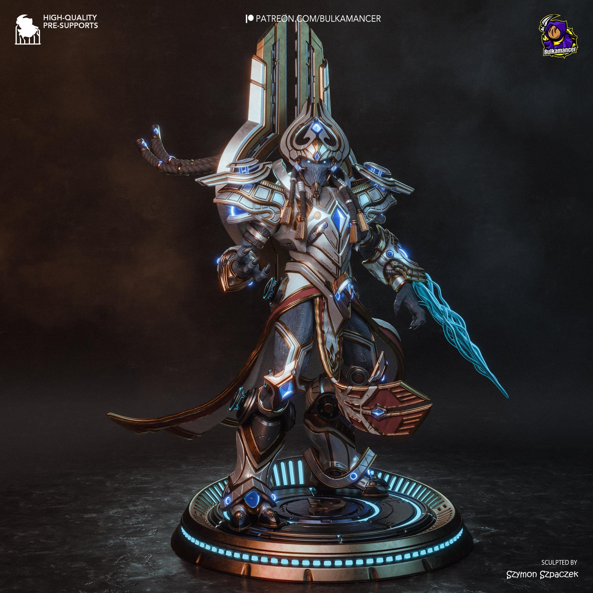 Hierarch of the Firstborn – Large Sci-Fi Display Statue | 3D Printed Resin Sculpture | Unpainted Collectible