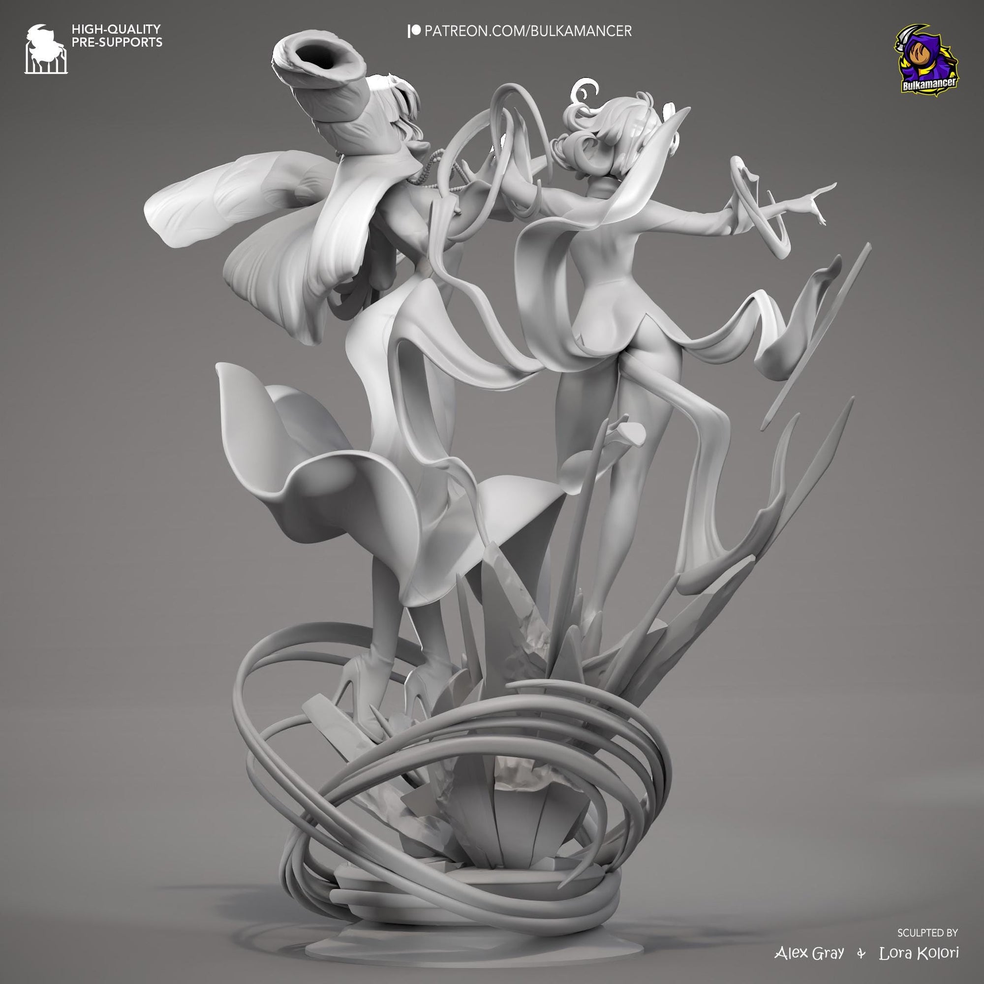 Psychic Duo Display Statue | Dynamic Resin Art Sculpture | Unpainted & Unassembled | High-Detail Collector Figurine | Bulkamancer