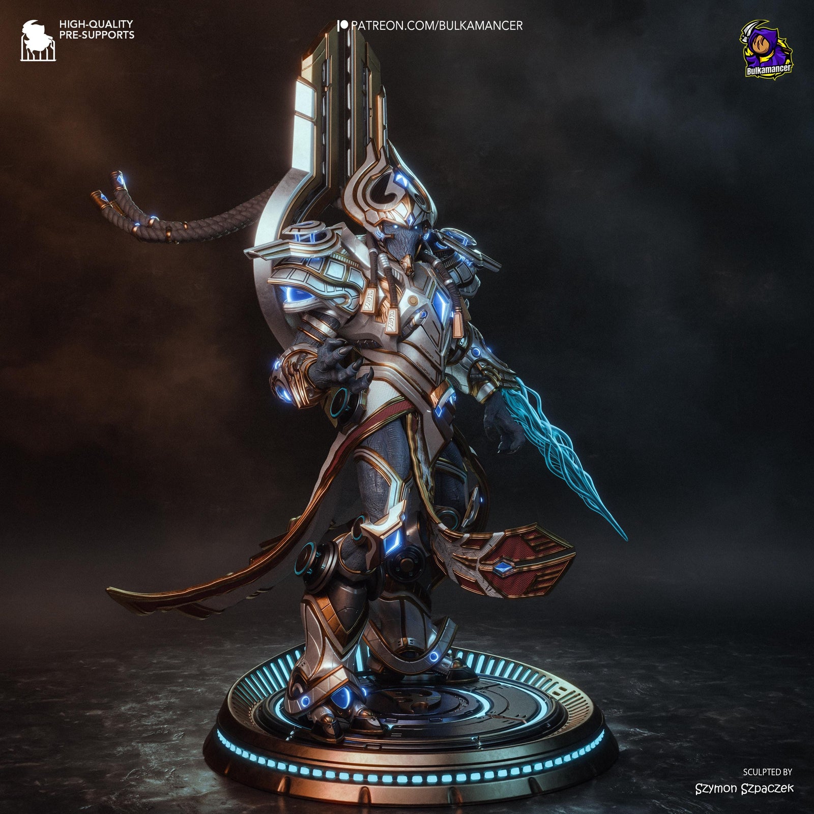 Hierarch of the Firstborn – Large Sci-Fi Display Statue | 3D Printed Resin Sculpture | Unpainted Collectible
