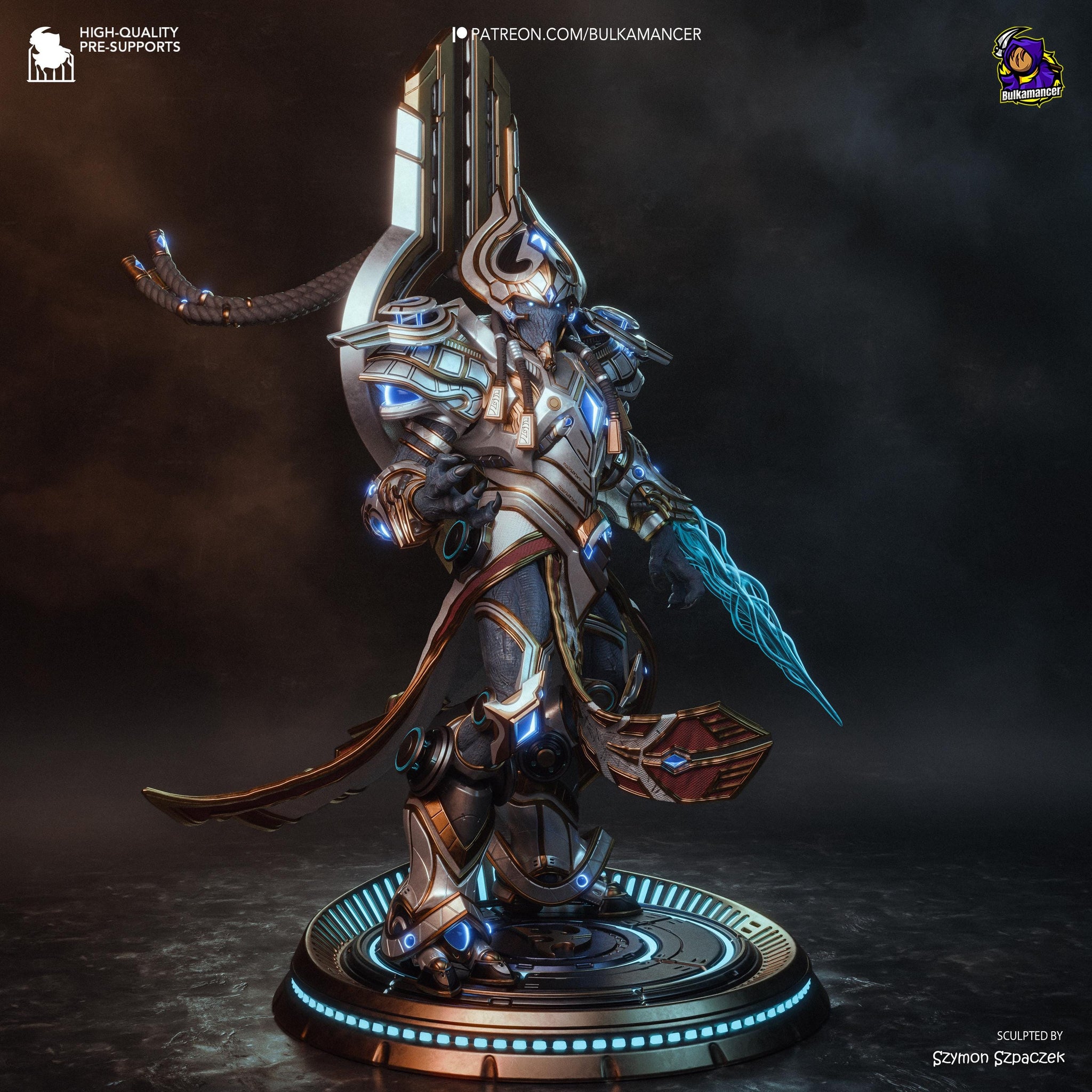 Hierarch of the Firstborn – Large Sci-Fi Display Statue | 3D Printed Resin Sculpture | Unpainted Collectible