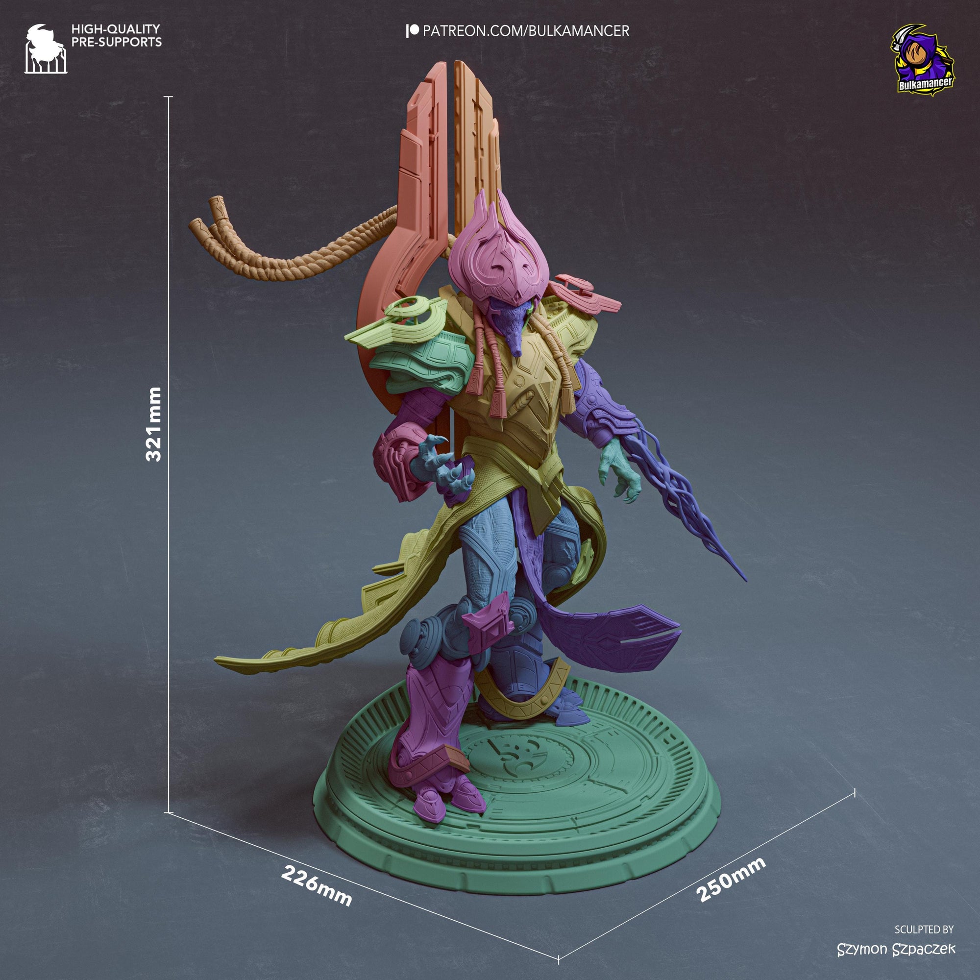 Hierarch of the Firstborn – Large Sci-Fi Display Statue | 3D Printed Resin Sculpture | Unpainted Collectible