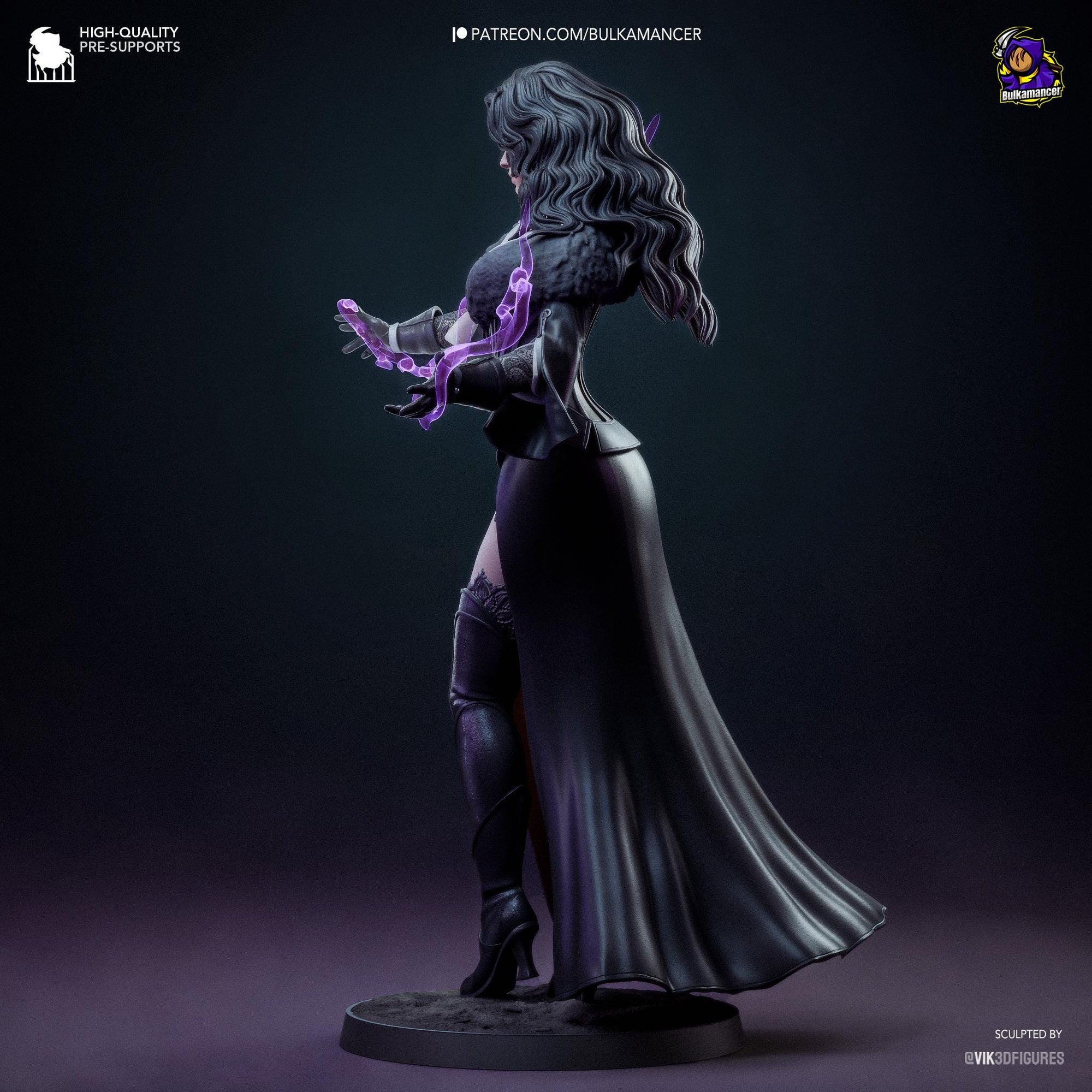 a statue of a woman in a purple dress