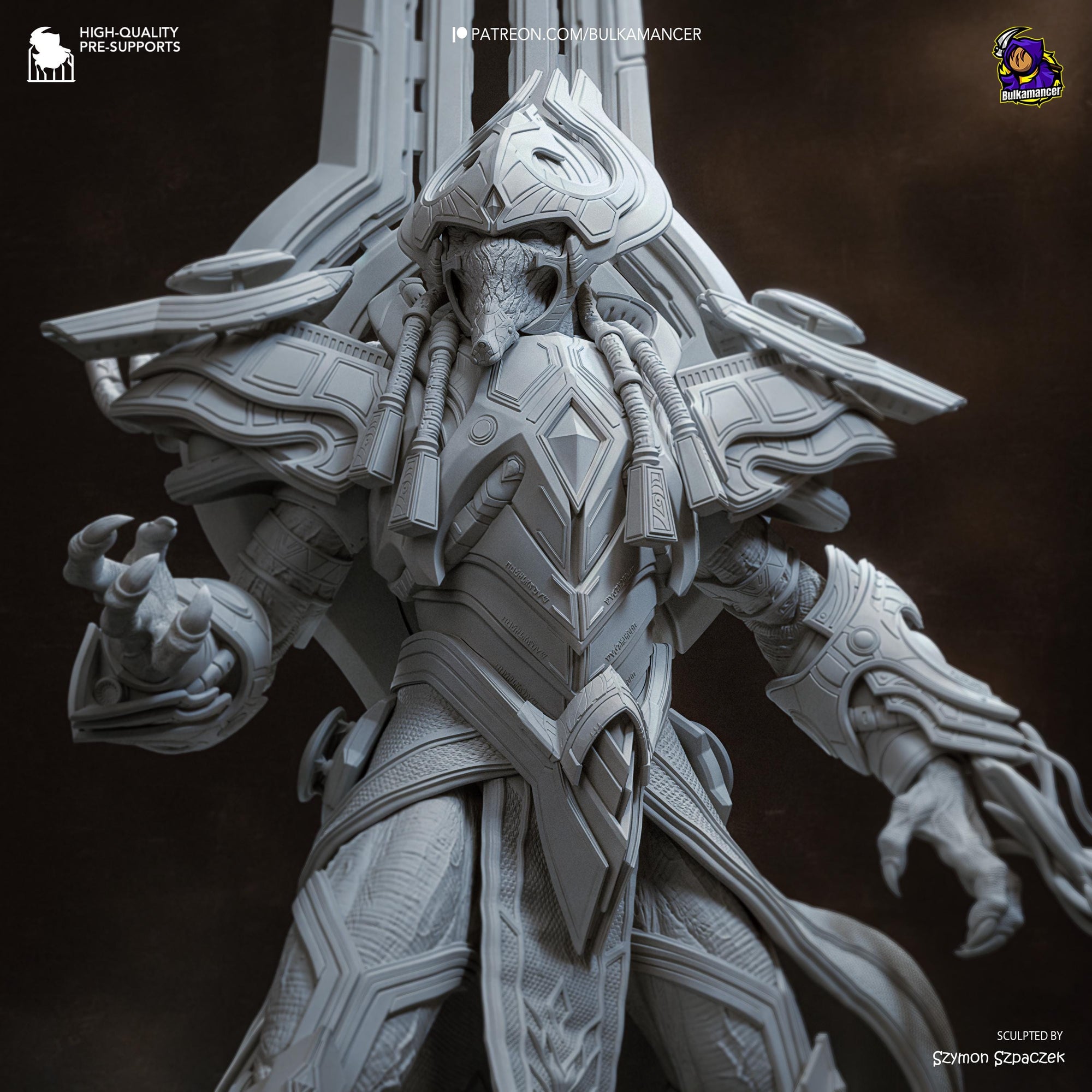 Hierarch of the Firstborn – Large Sci-Fi Display Statue | 3D Printed Resin Sculpture | Unpainted Collectible