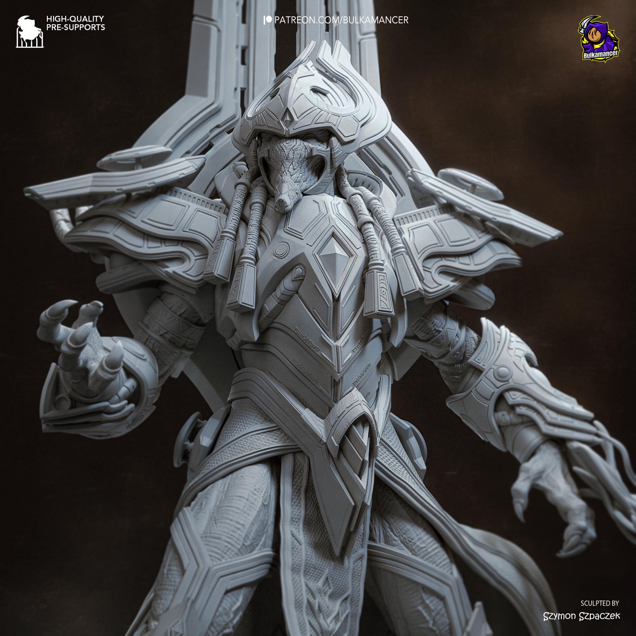Hierarch of the Firstborn – Large Sci-Fi Display Statue | 3D Printed Resin Sculpture | Unpainted Collectible