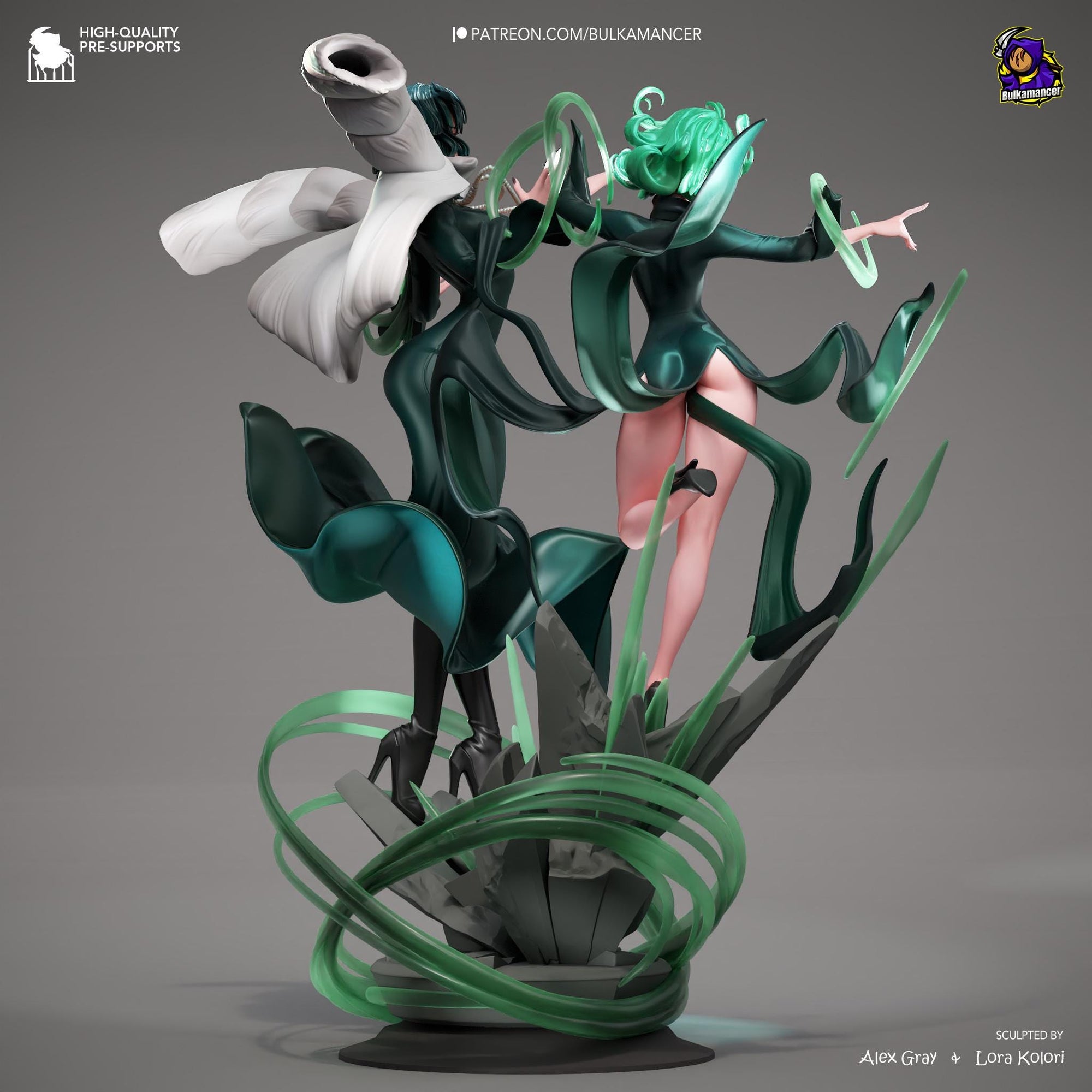 Psychic Duo Display Statue | Dynamic Resin Art Sculpture | Unpainted & Unassembled | High-Detail Collector Figurine | Bulkamancer