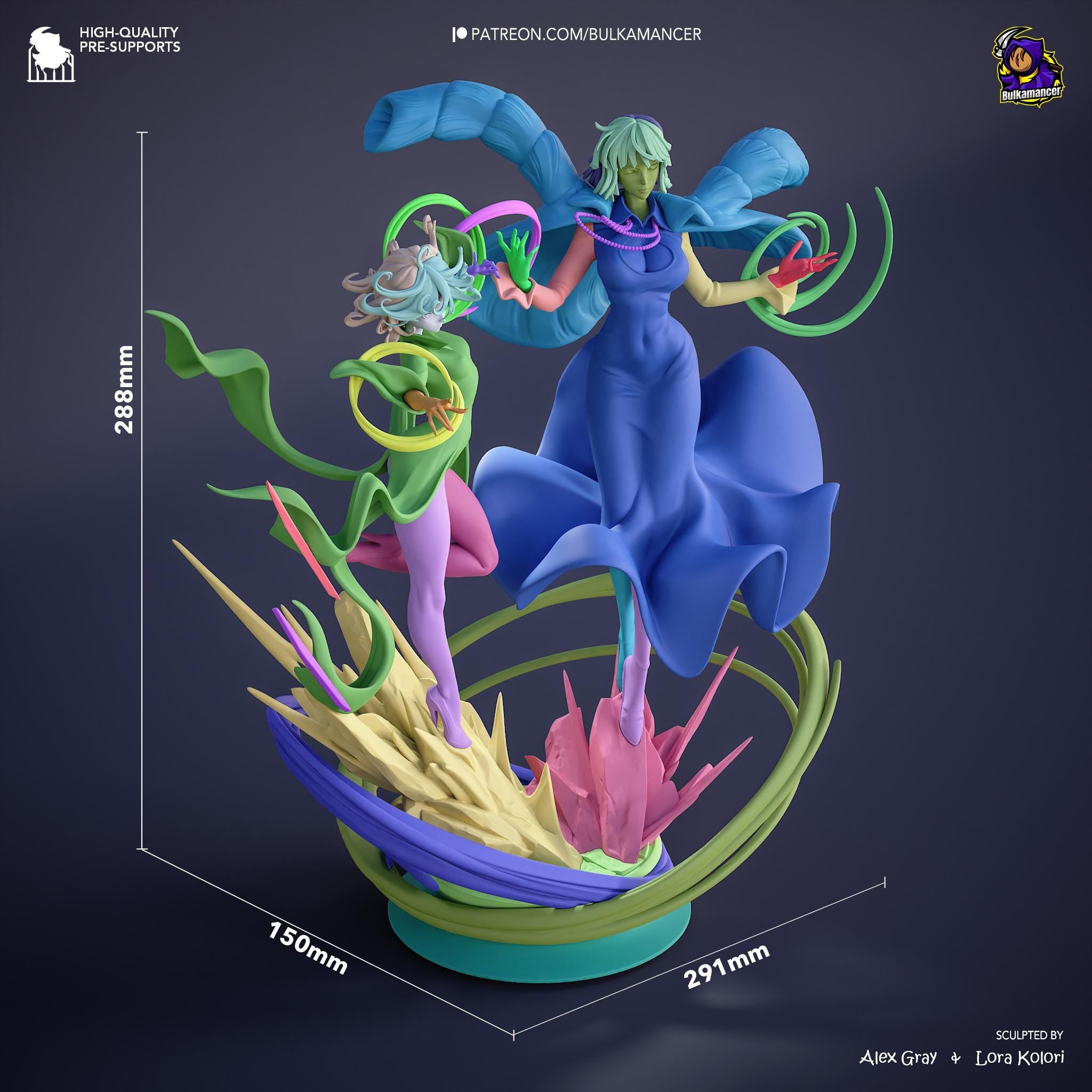 Psychic Duo Display Statue | Dynamic Resin Art Sculpture | Unpainted & Unassembled | High-Detail Collector Figurine | Bulkamancer