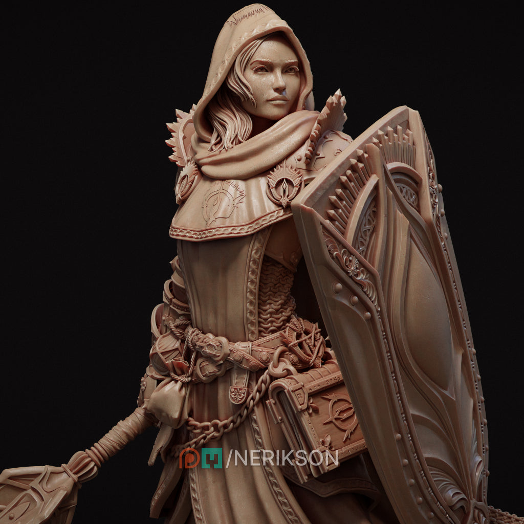 Madeleine Cleric of Light | Fantasy Cleric Figure | Unpainted Resin Display