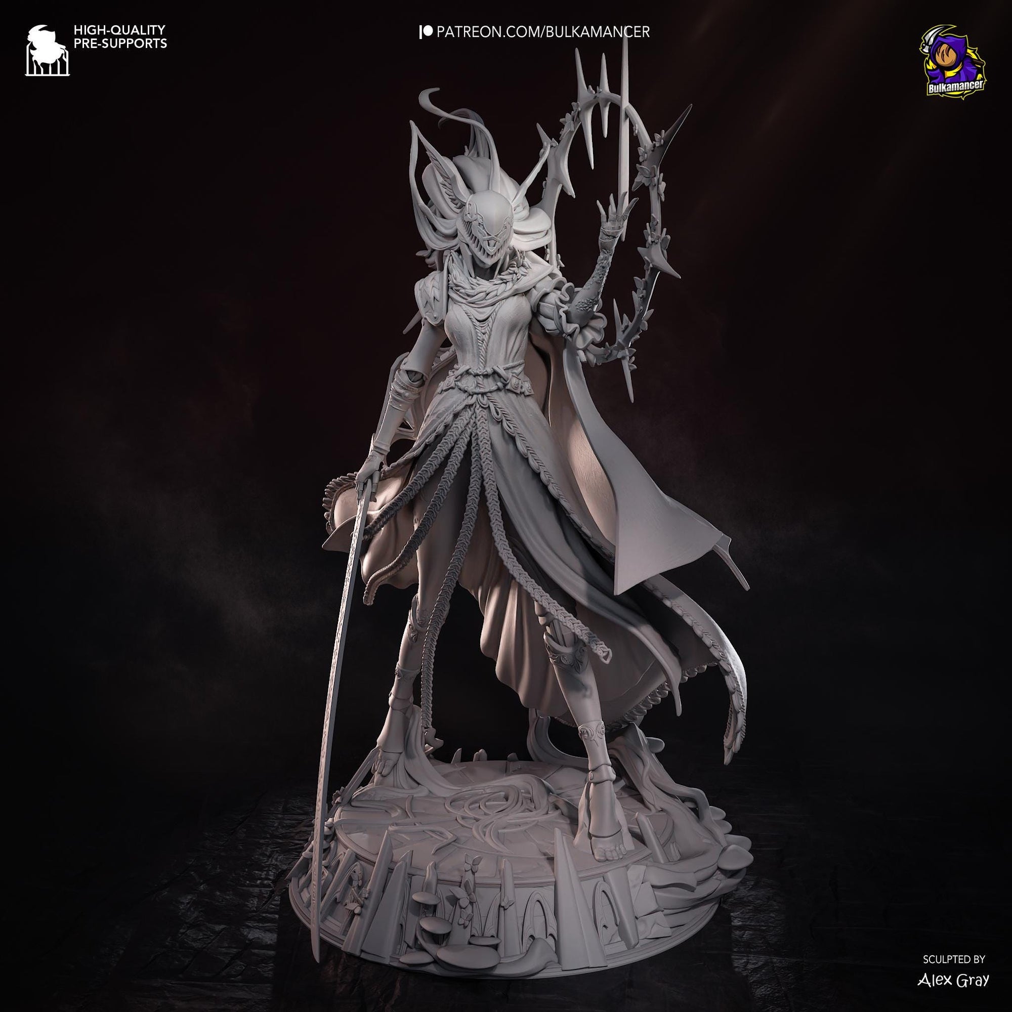 Blade of Rot Unpainted Resin Statue | Corrupted Sword Saint Warrior | Dark Fantasy Display Figure