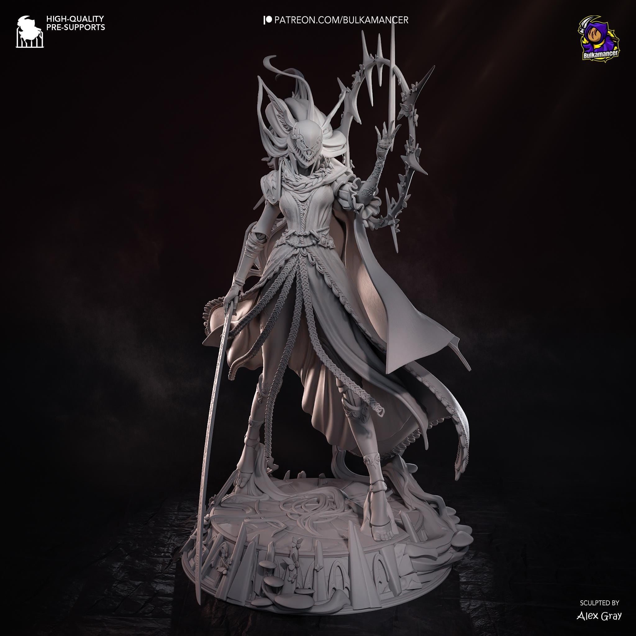 Blade of Rot Unpainted Resin Statue | Corrupted Sword Saint Warrior | Dark Fantasy Display Figure
