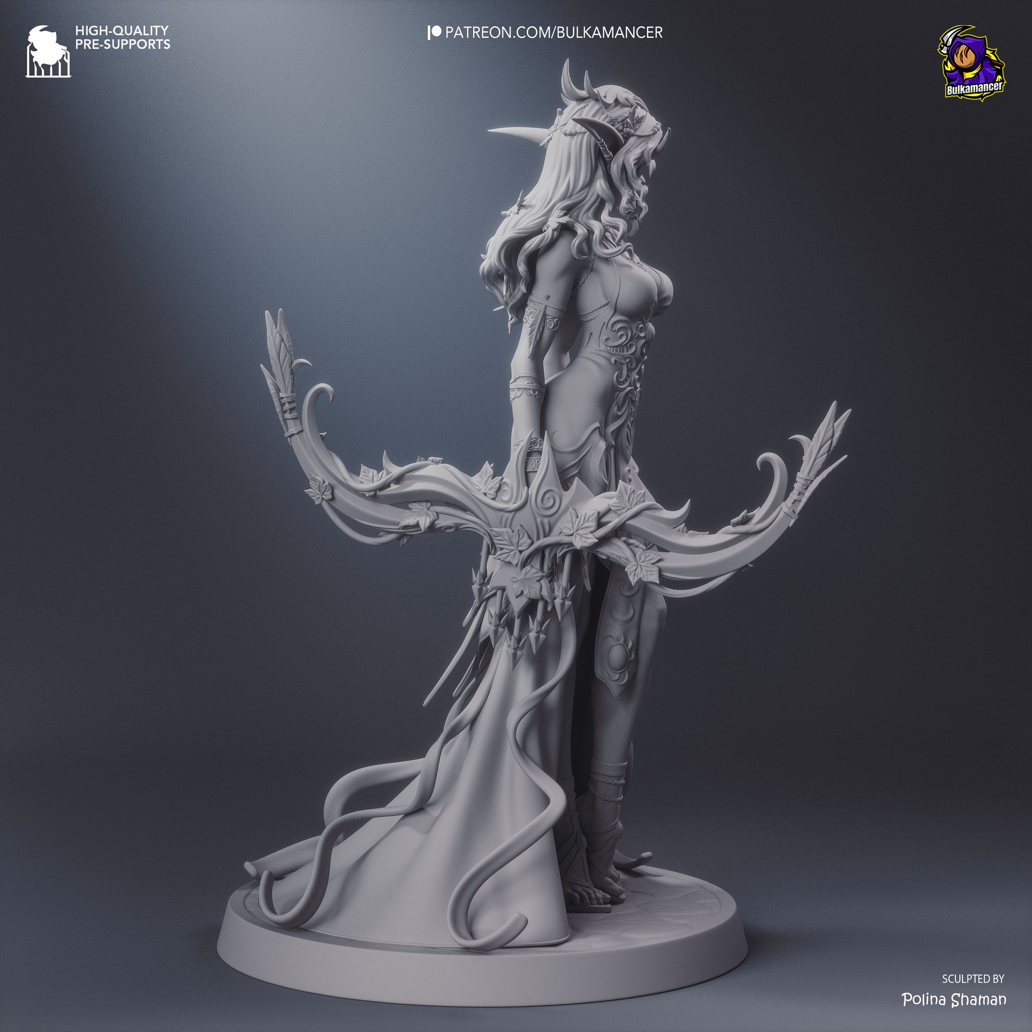 Wind Whisper Display Statue • 274mm Fantasy Elf Archer • Bulkamancer • Unpainted