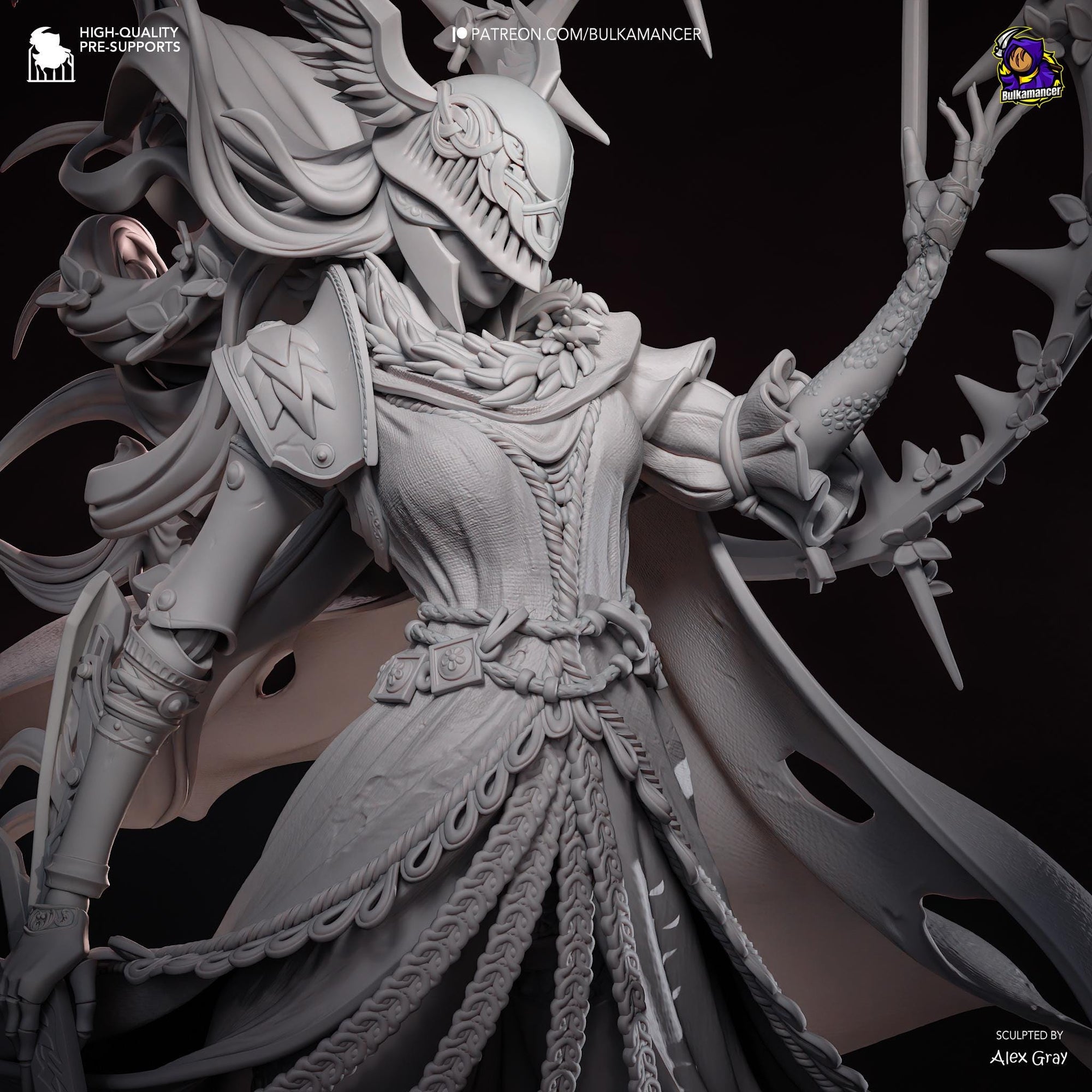 Blade of Rot Unpainted Resin Statue | Corrupted Sword Saint Warrior | Dark Fantasy Display Figure