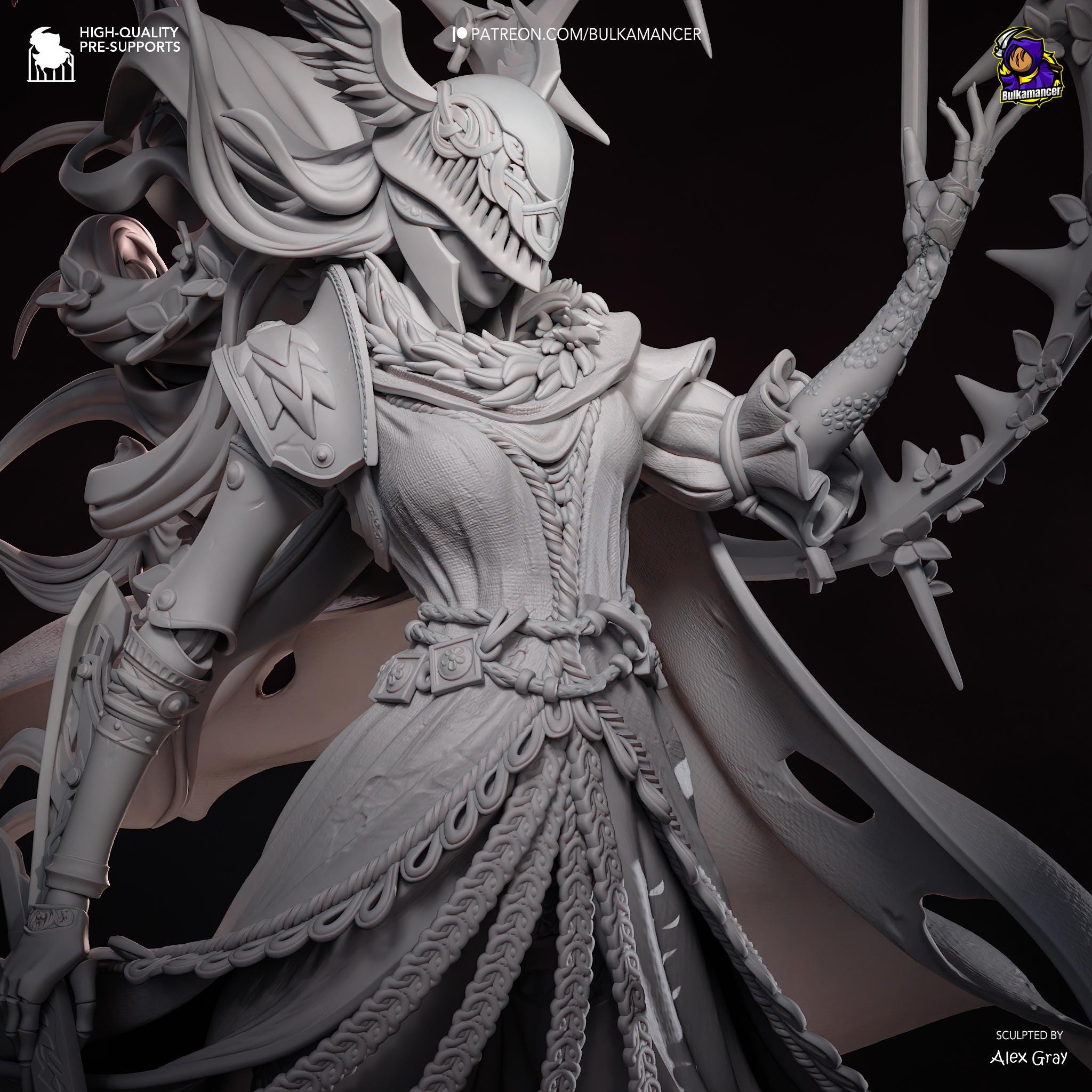 Blade of Rot Unpainted Resin Statue | Corrupted Sword Saint Warrior | Dark Fantasy Display Figure