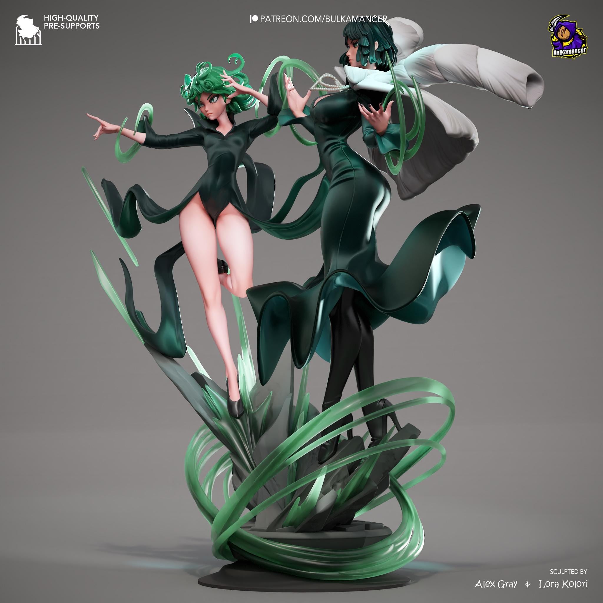 Psychic Duo Display Statue | Dynamic Resin Art Sculpture | Unpainted & Unassembled | High-Detail Collector Figurine | Bulkamancer