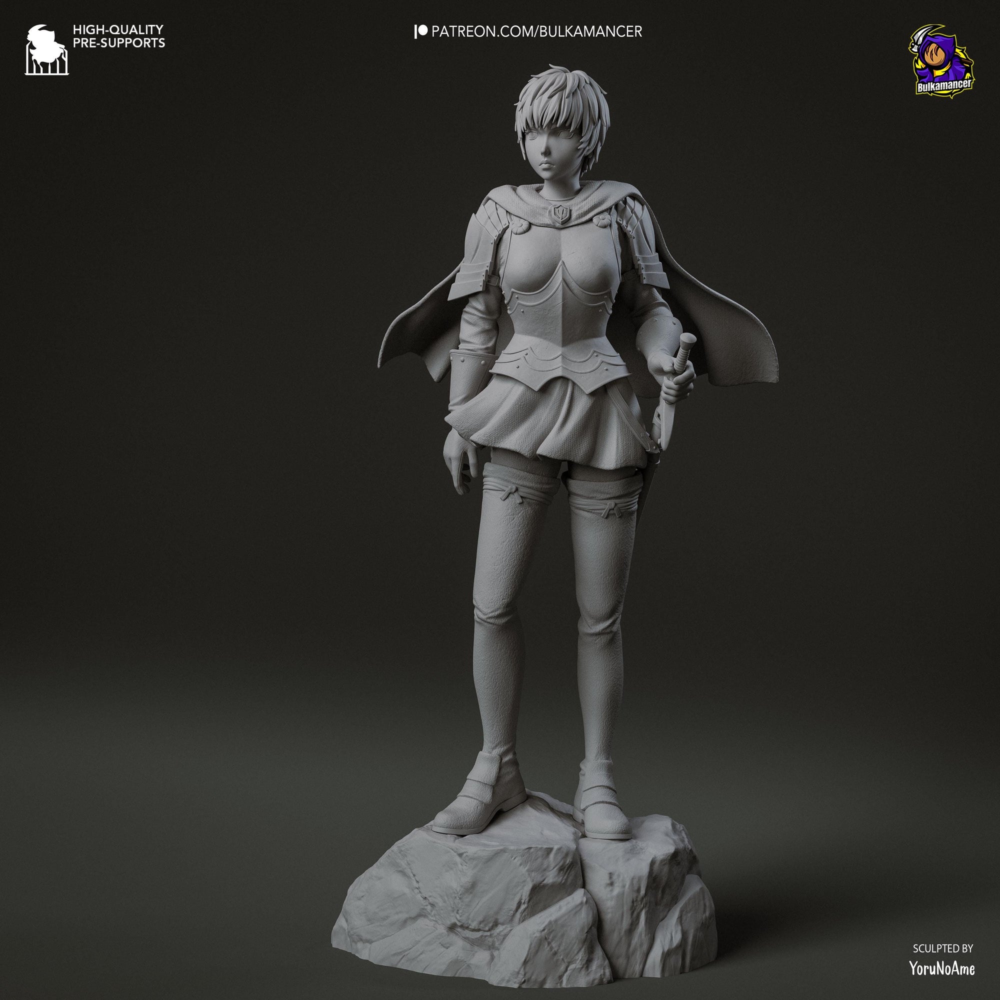 Unit Commander Unpainted Resin Statue | Female Knight Commander Figure | Fantasy Armor Display Model