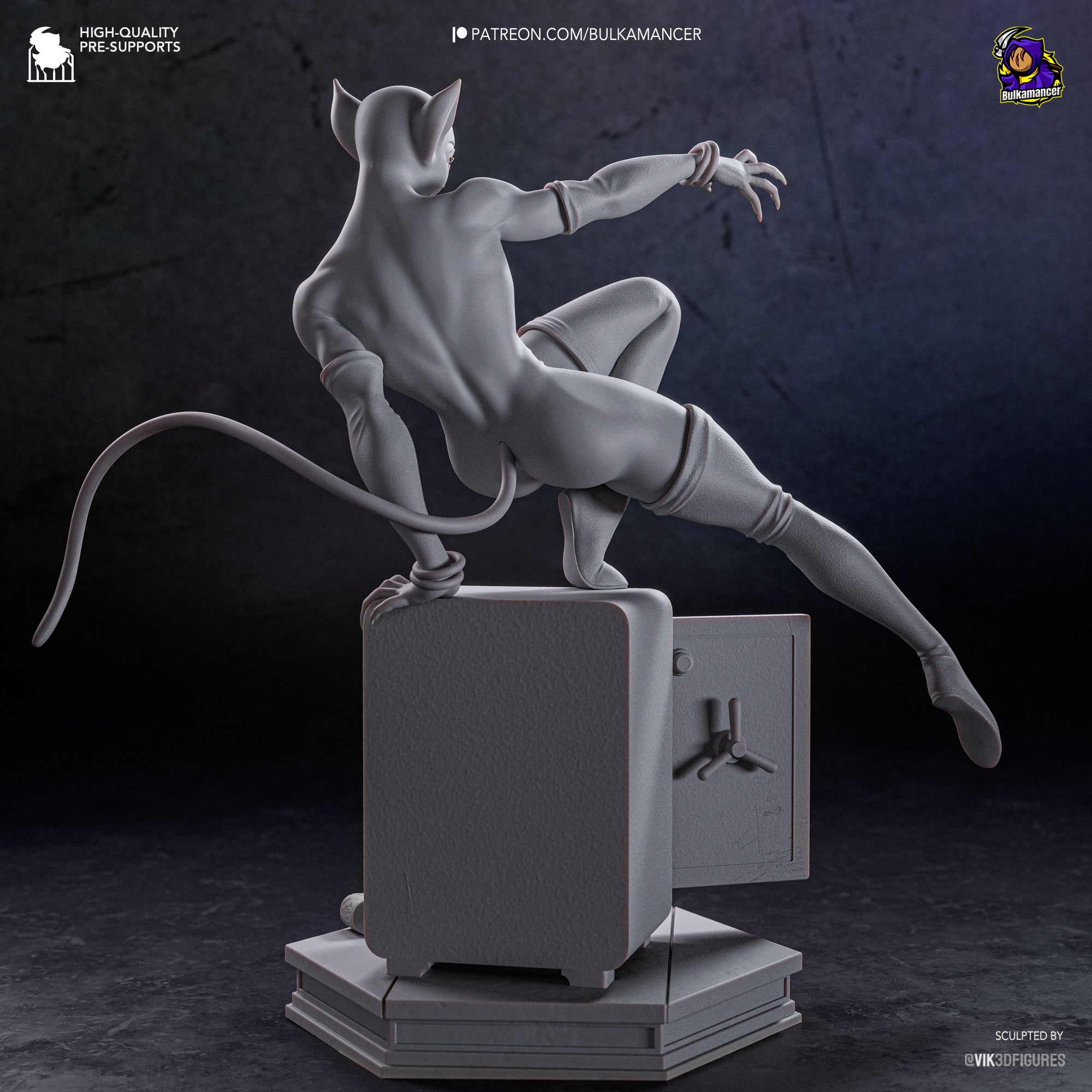 Feline Burglar Resin Statue • Cat Thief Display Figure • Unpainted