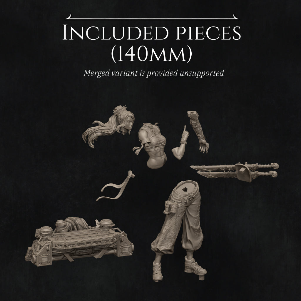 various pieces of a character, including a head, arms, legs, and a weapon, all depicted in a black and white style.