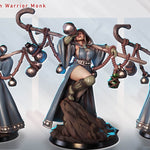 A 3D rendering of a character named Brewfall, a Drunken Warrior Monk, depicted in various poses and stances.