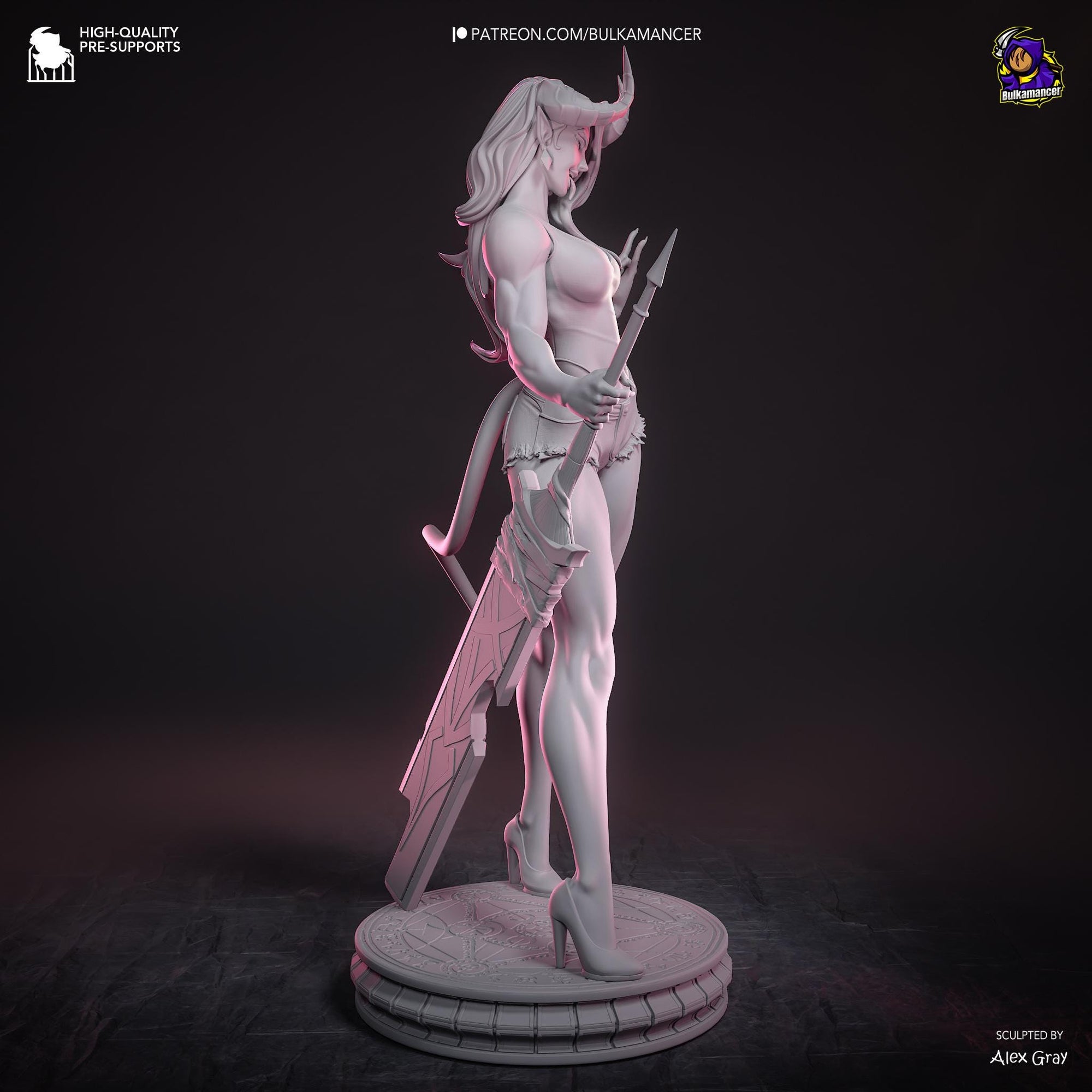 Atheist Devil – Demon Pinup Display Statue | 3D Printed Resin Figure | Unpainted Collectible Model