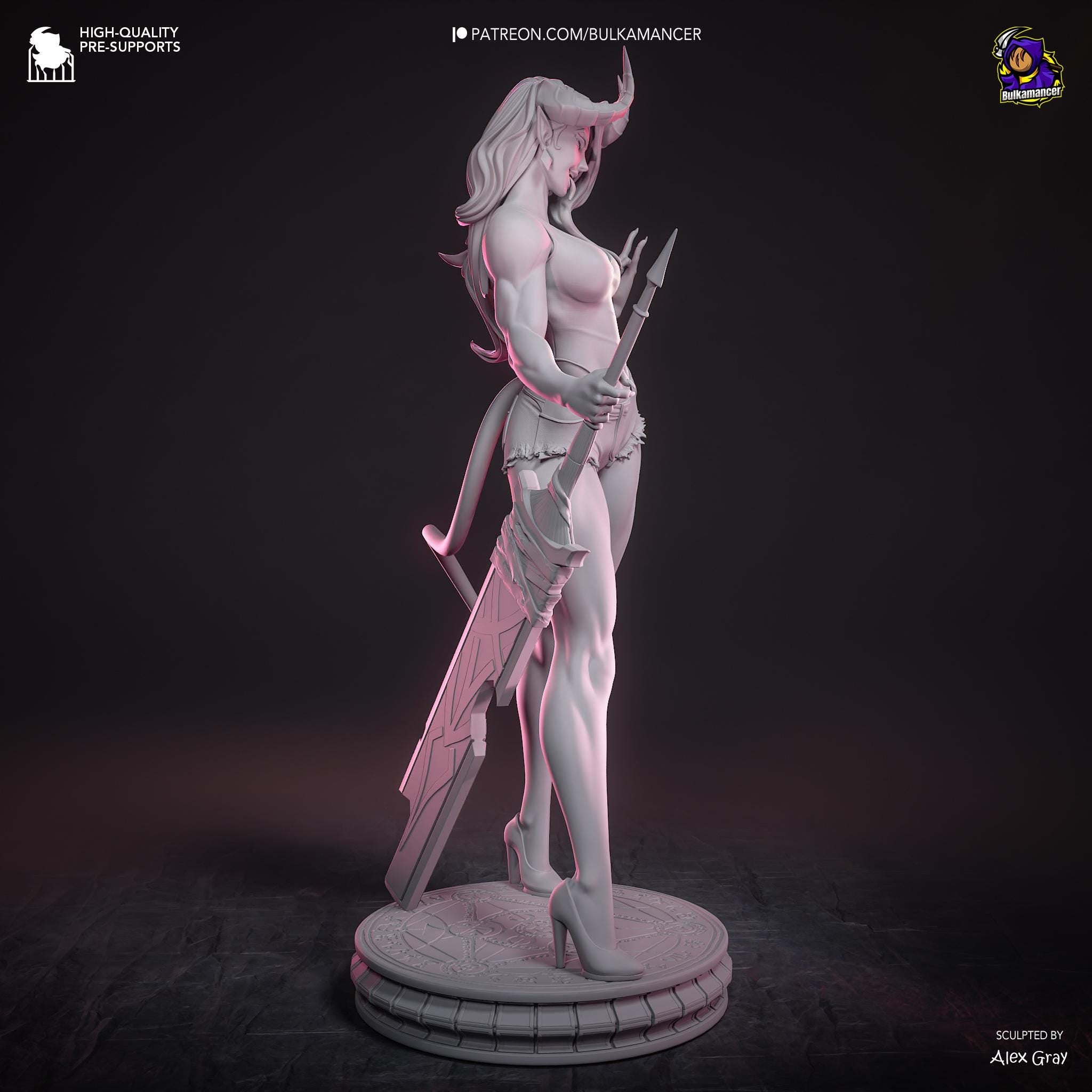 Atheist Devil – Demon Pinup Display Statue | 3D Printed Resin Figure | Unpainted Collectible Model