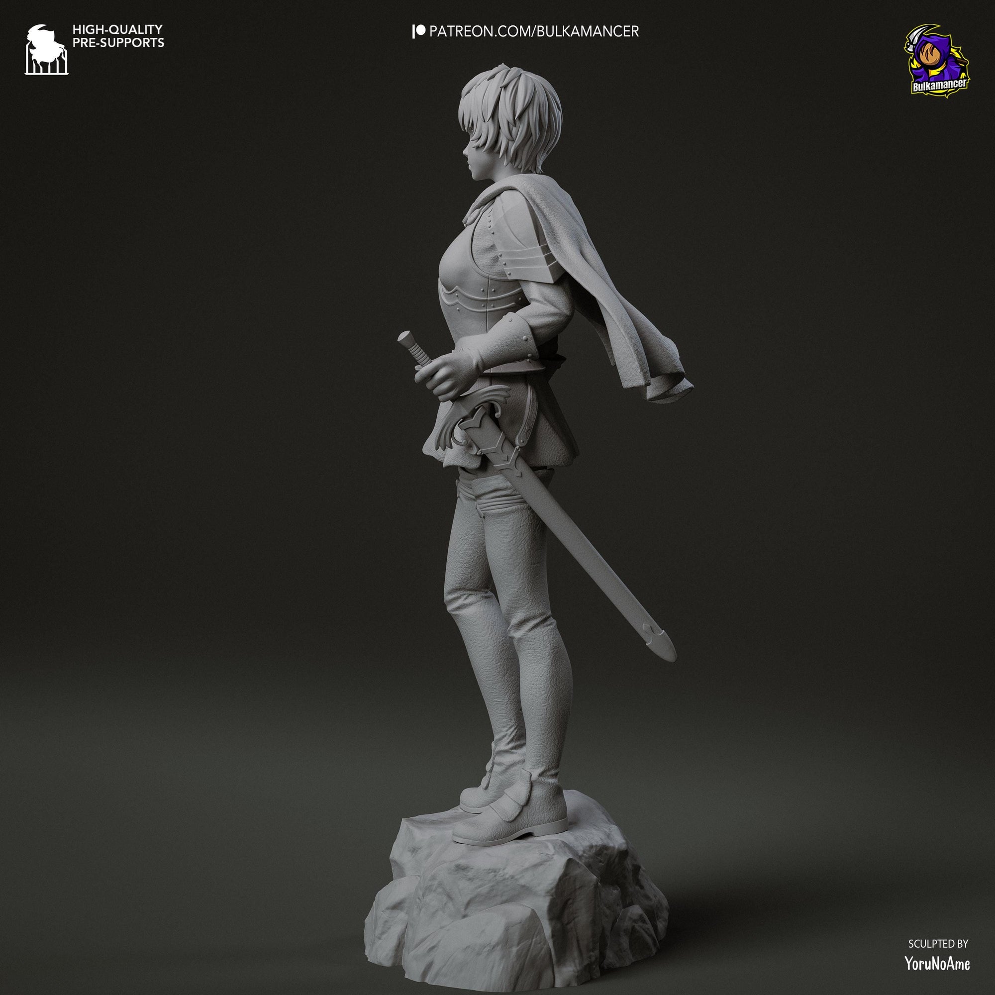 Unit Commander Unpainted Resin Statue | Female Knight Commander Figure | Fantasy Armor Display Model