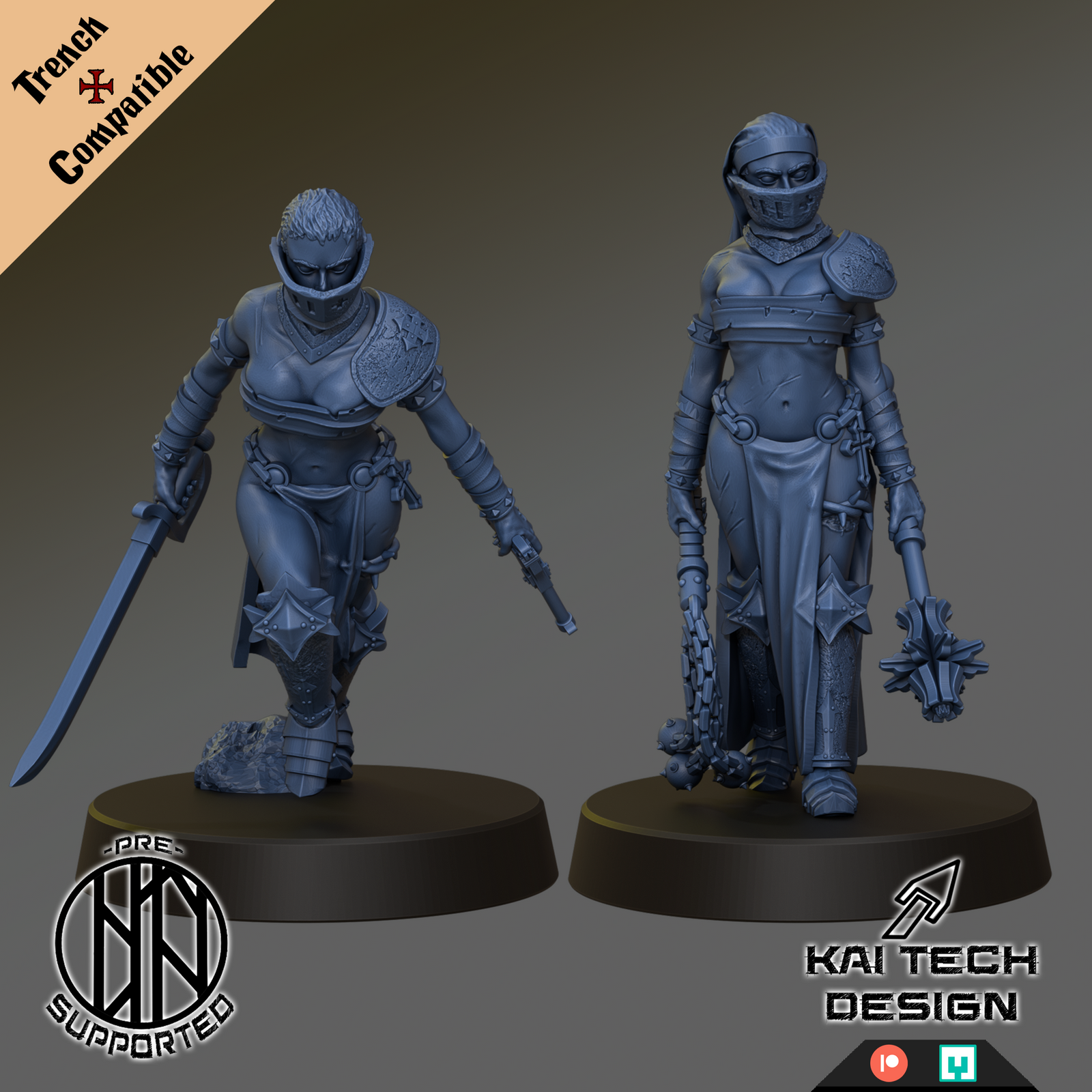Stigmatic Nuns x2 - Trench Crusade Compatible - KaiTech - Trench Style Bases