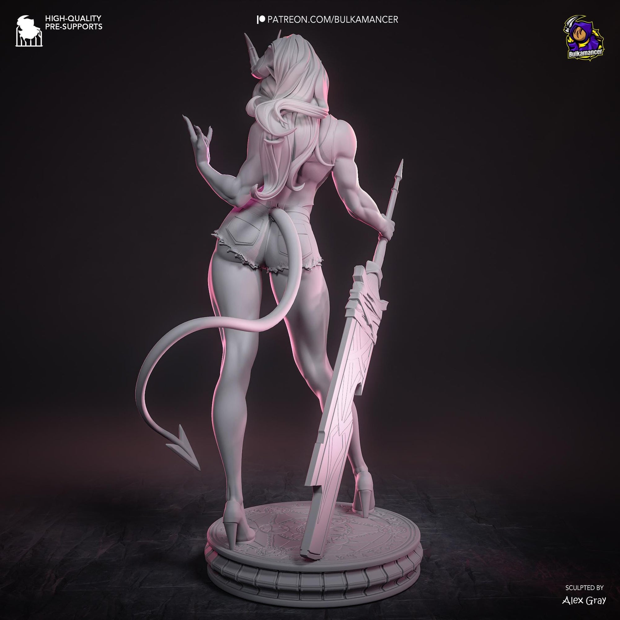 Atheist Devil – Demon Pinup Display Statue | 3D Printed Resin Figure | Unpainted Collectible Model