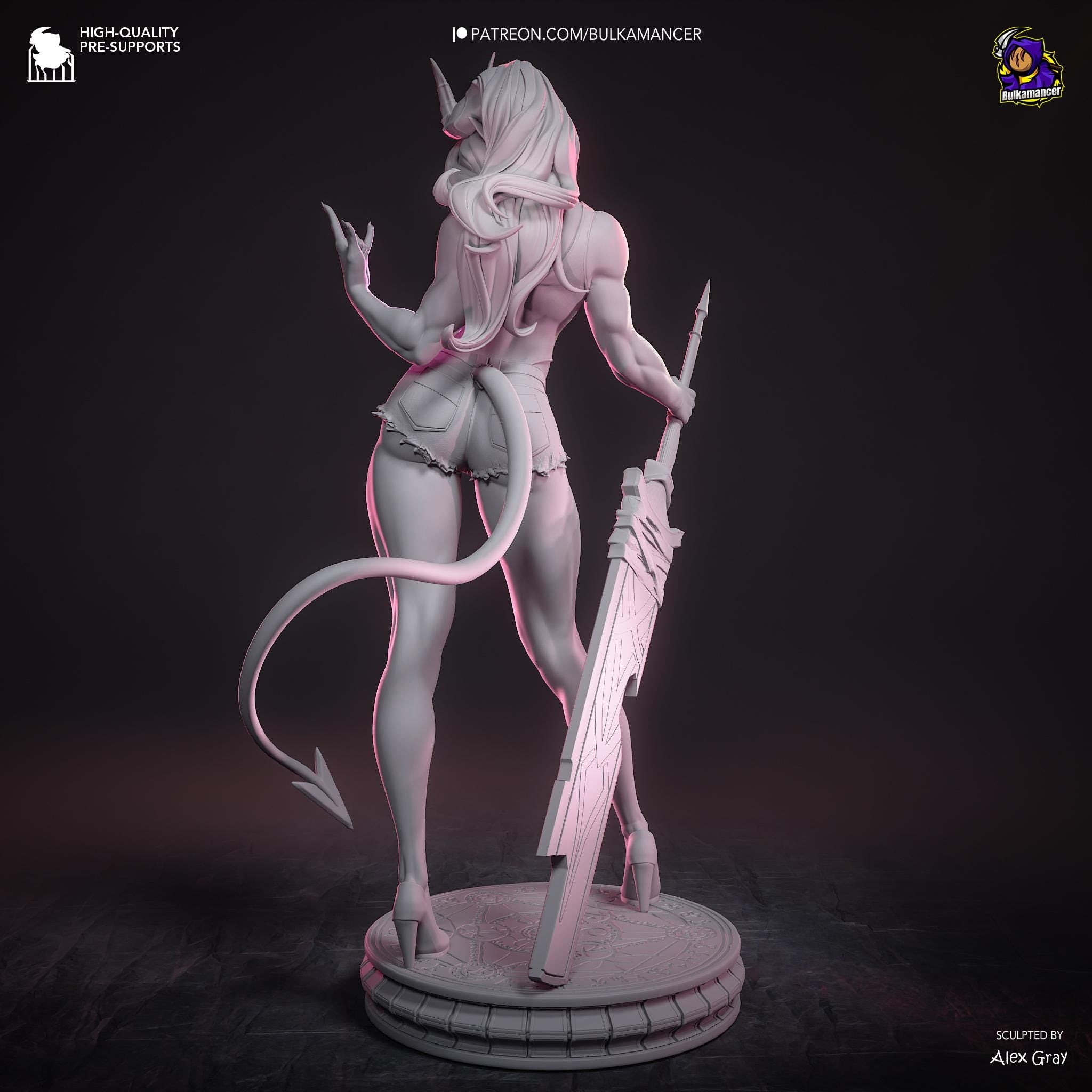 Atheist Devil – Demon Pinup Display Statue | 3D Printed Resin Figure | Unpainted Collectible Model